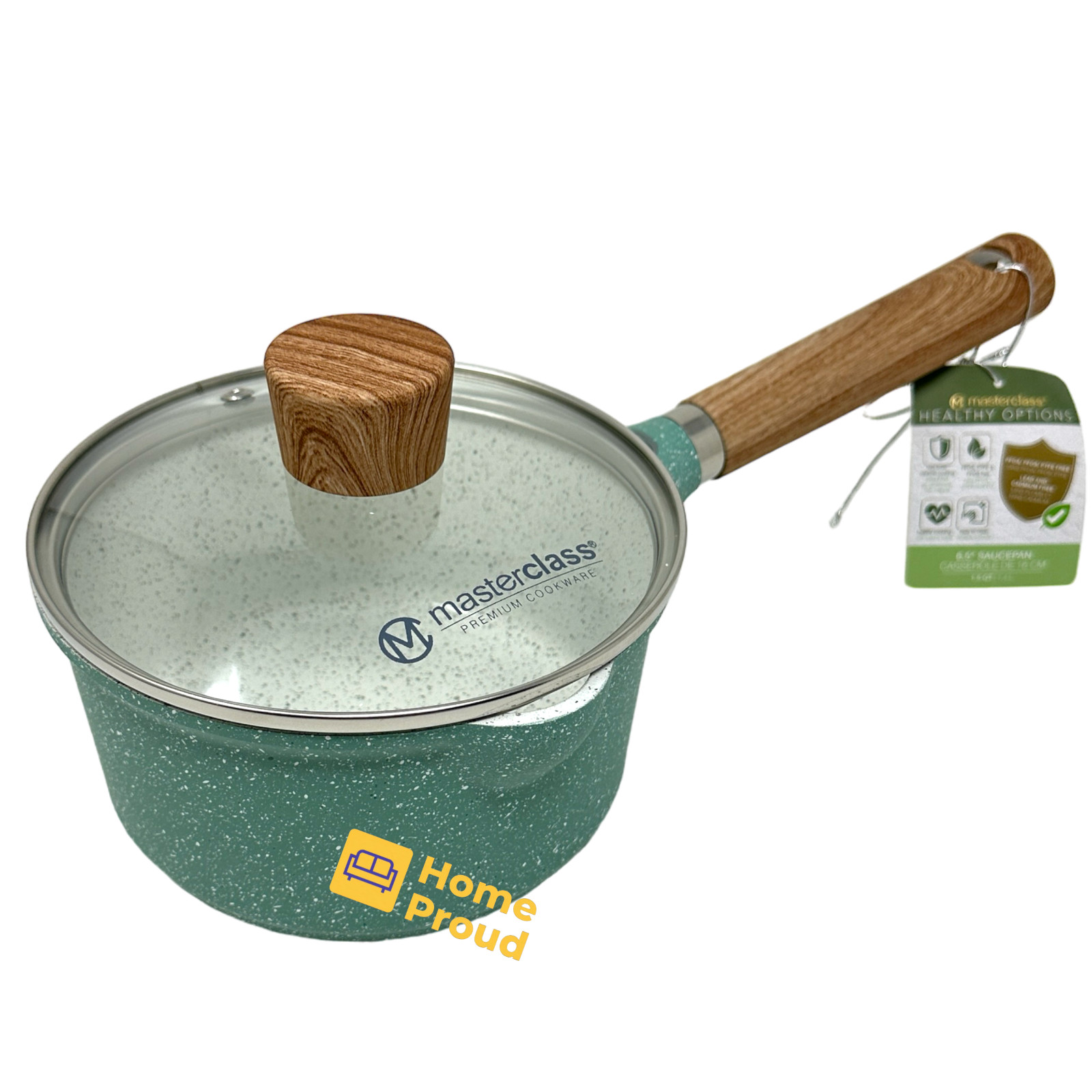 Masterclass Saucepan Casserole With Lid Nonstick Ceramic Coating 6.5 in 1.5 Qt