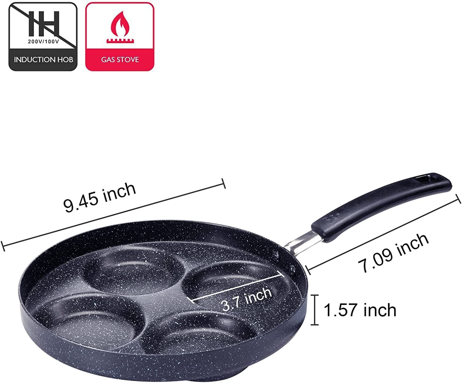 Egg Frying Pan Non Stick Egg Cooker Pan 4 Cup Aluminum NEW