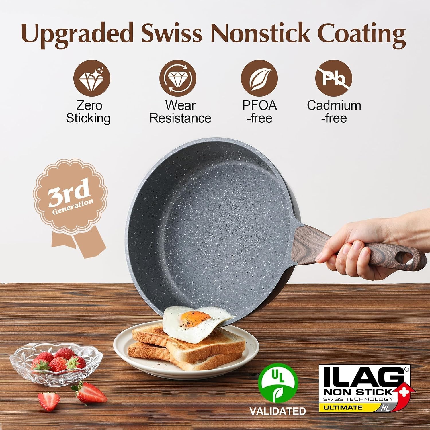Sensarte 13-Piece Nonstick Cookware Set with Swiss Granite Coating & Eco-Frie…