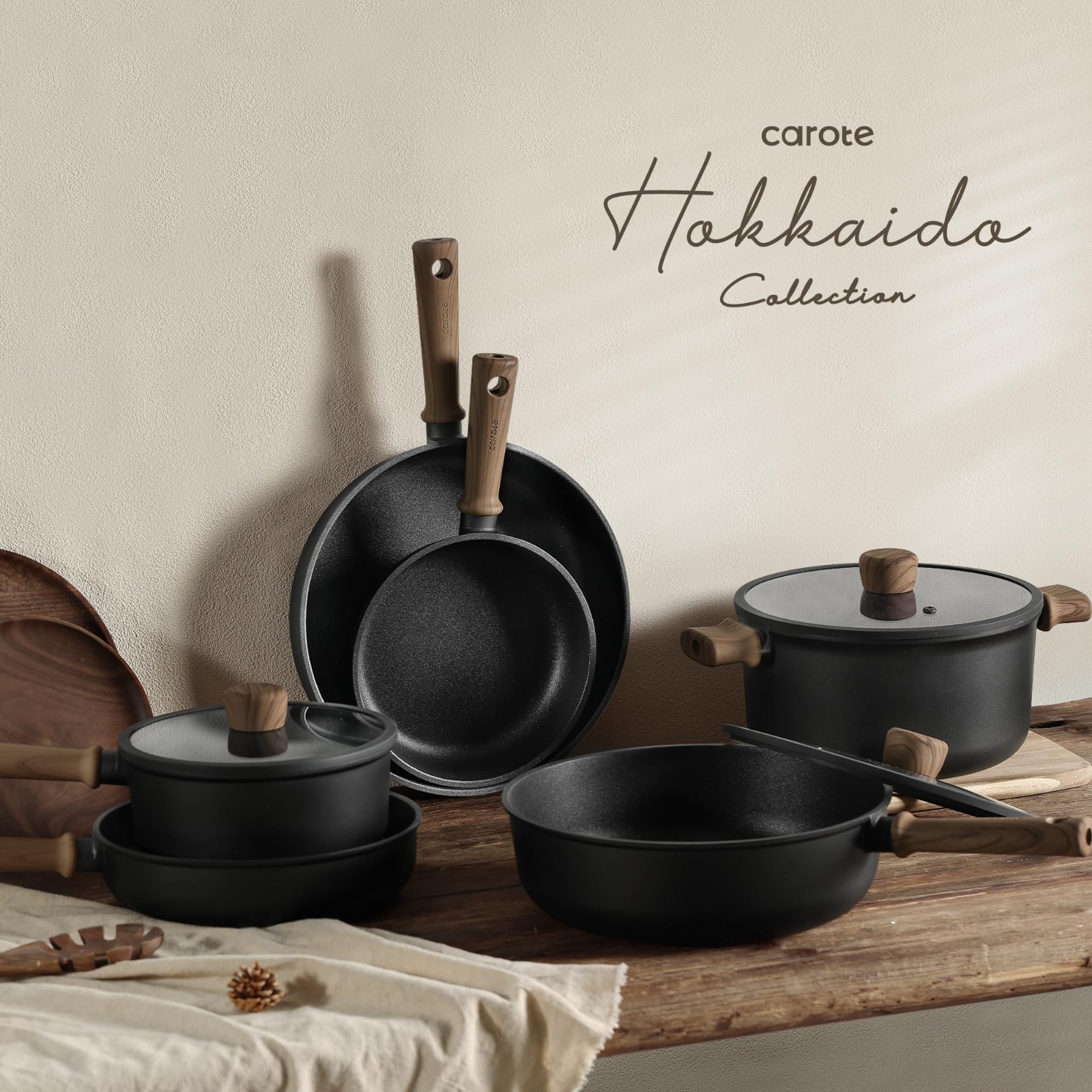 16-Piece Nonstick Cookware Set – Induction Titanium Pots & Pans, Frying Pan, PFO