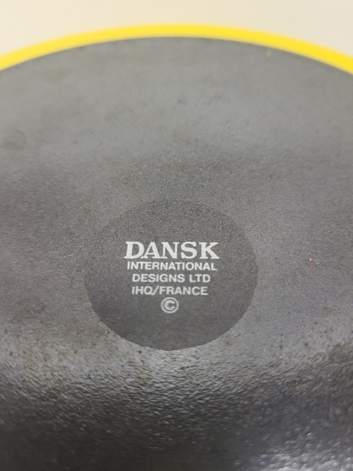 Vintage Dansk Designs France IHQ Kobenstyle Yellow Enamel Pot Dutch Oven 2 Qt