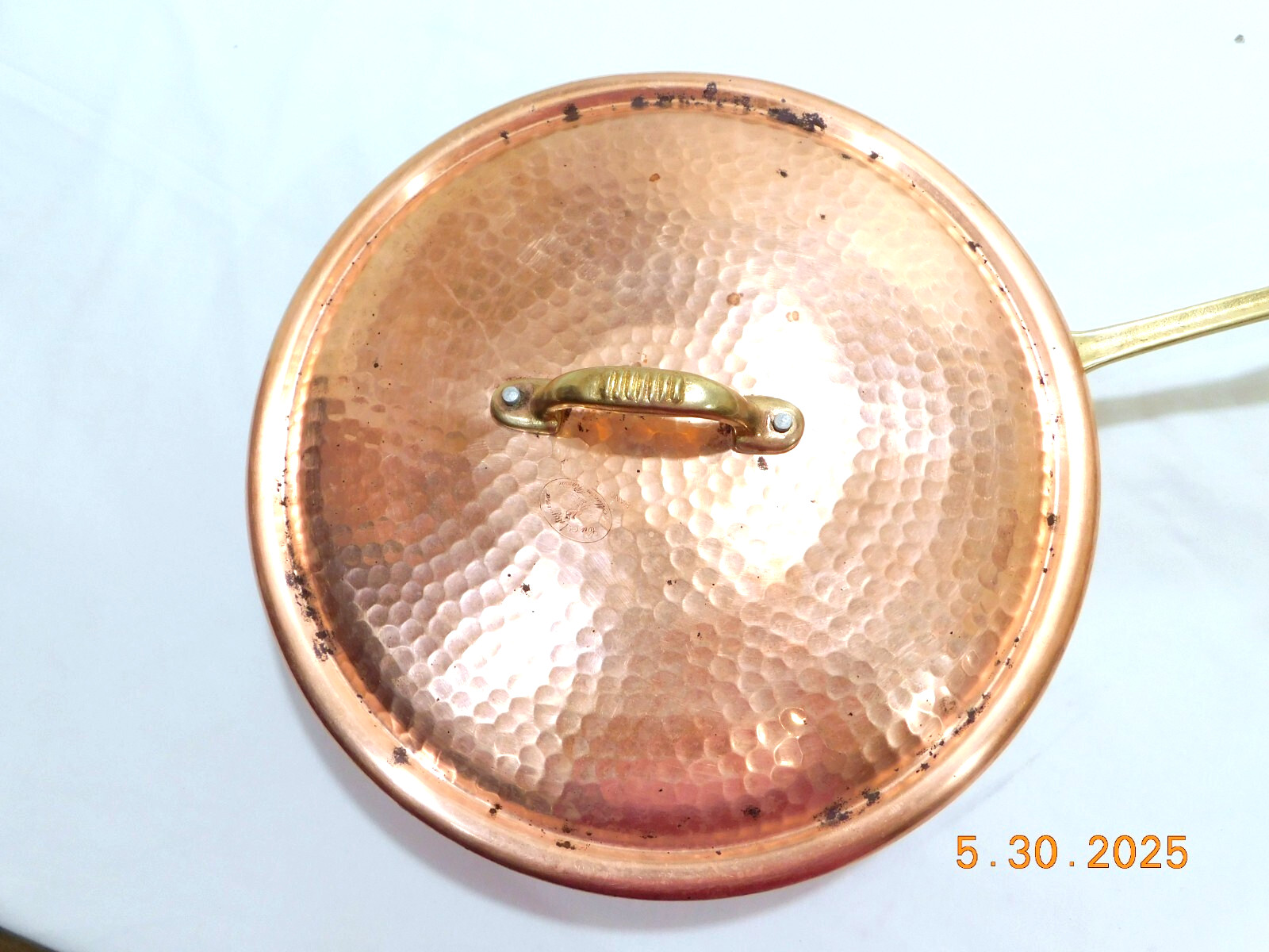 CU Artigiana Hammered Copper 13″ Saucier Pan Italy NEEDS RE-TINNED