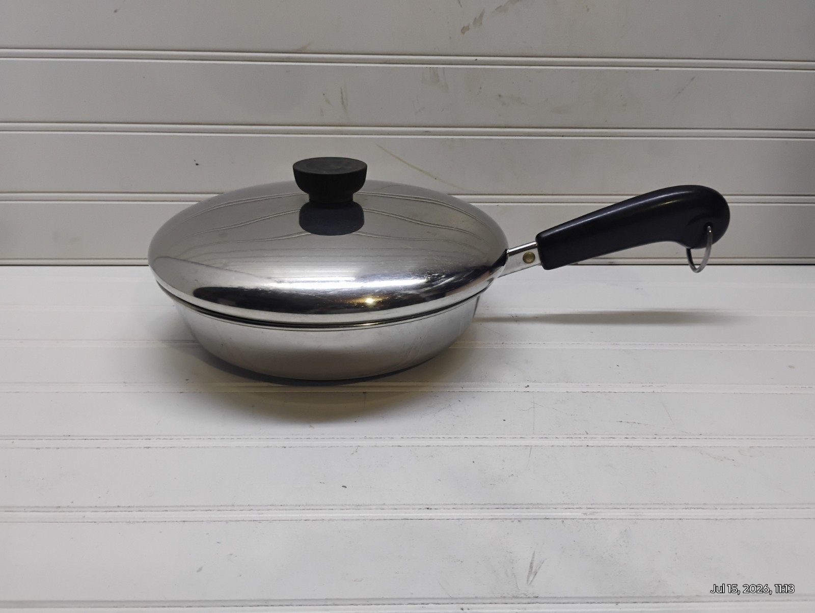 Revere Ware 8″ Skillet Tri-Clad Stainless 4 Cup Egg Poacher Insert Ring & Lid