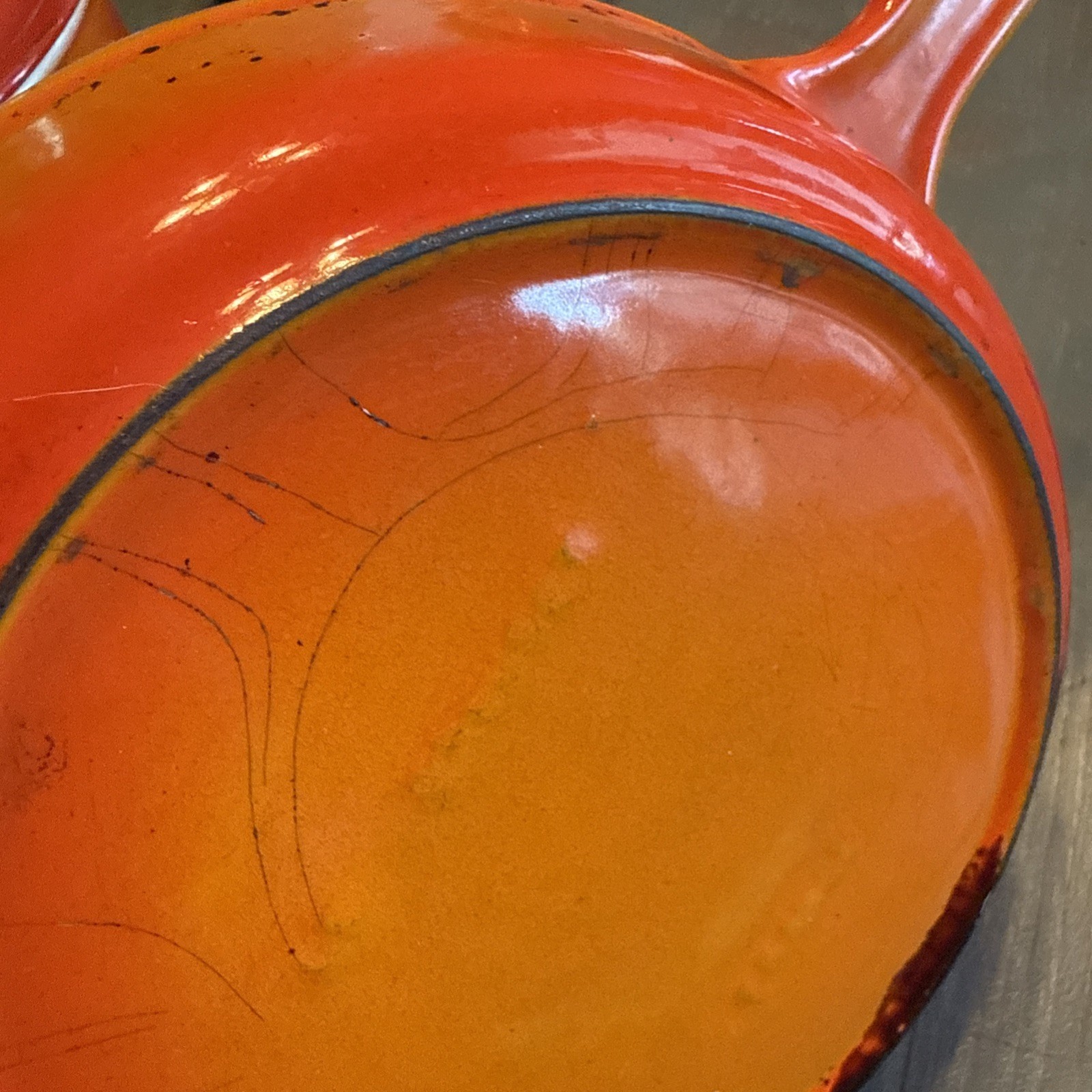 Vintage Le Creuset 6.5″ Orange Enameled Cast Iron 16 Small Fry Pan Skillet
