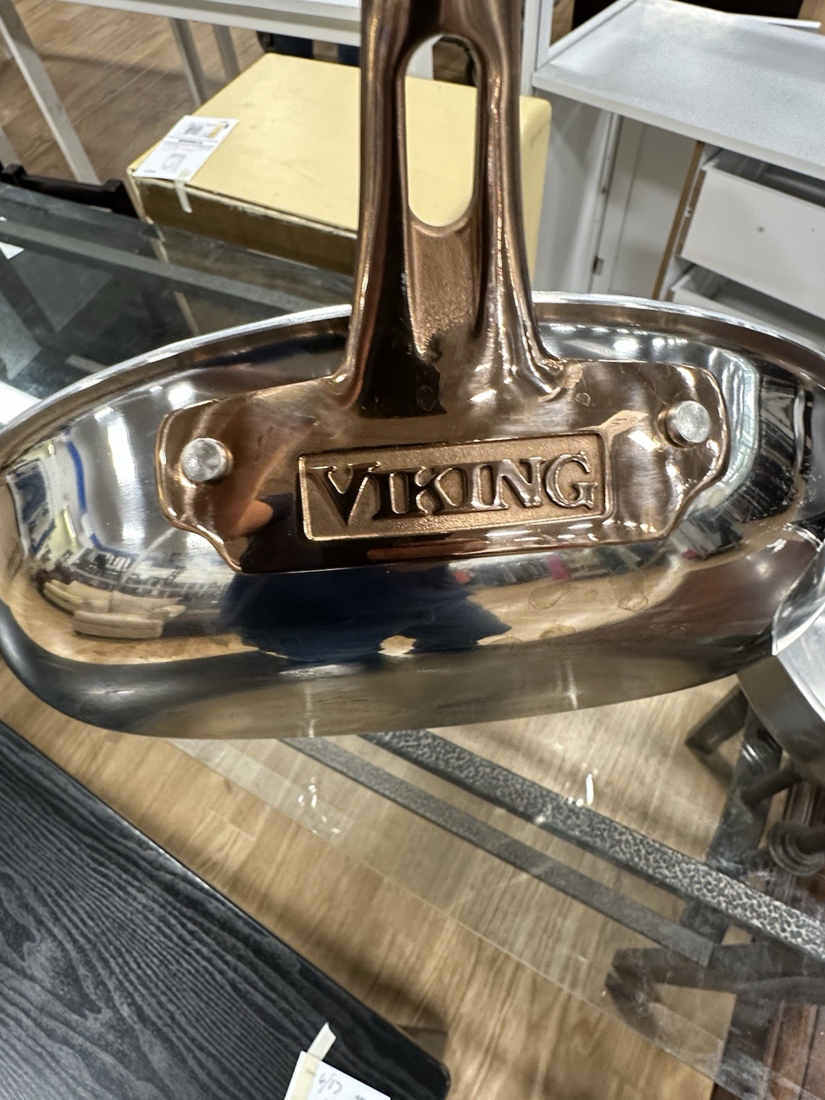 Rare Viking 10″ SS Fry Pan 3- Ply Bonded Induction Capable With Brass Handle