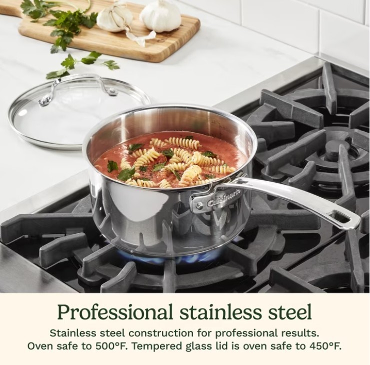 Cuisinart Advantage Pro Series 2.5 Qt Stainless Steel Saucepan with Tempered