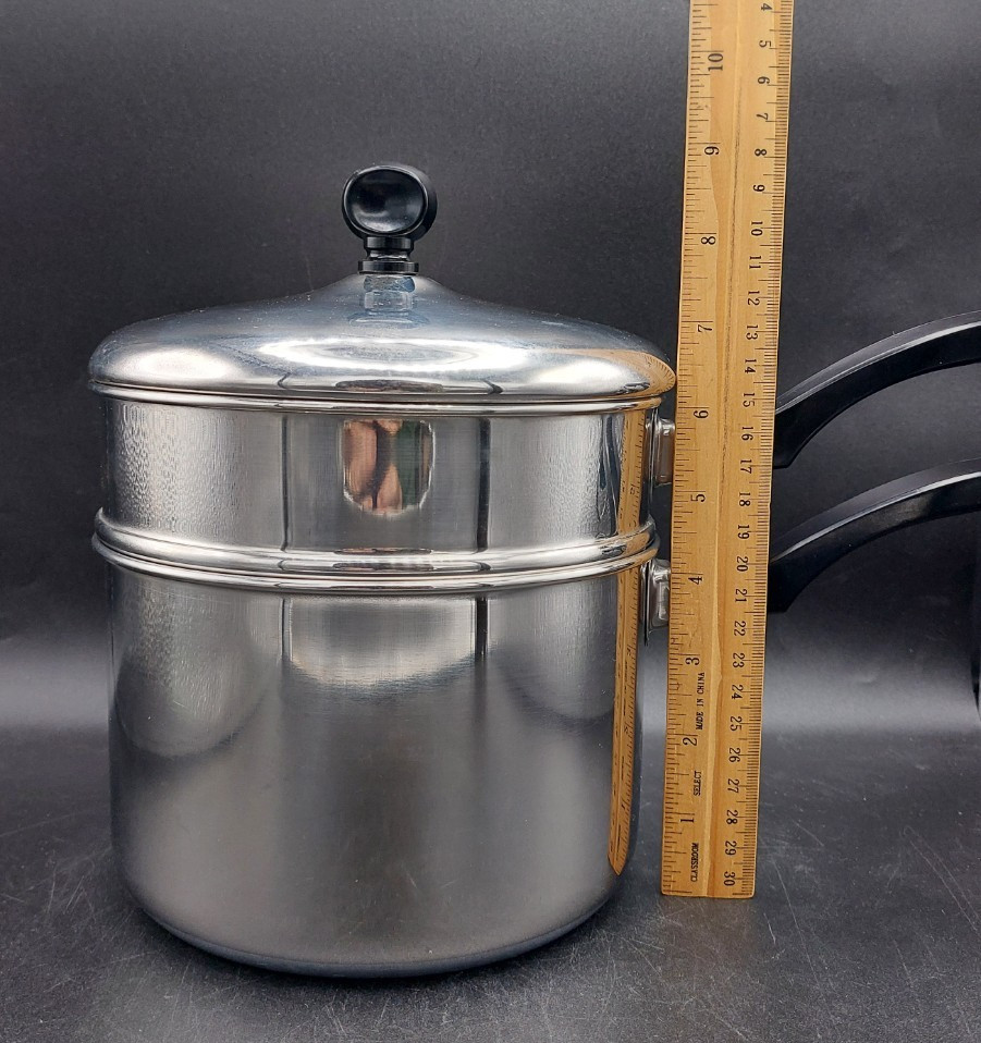 Vintage Farberware 2.5 Quart Double Boiler (Stainless Steel) Saucepan With Lid