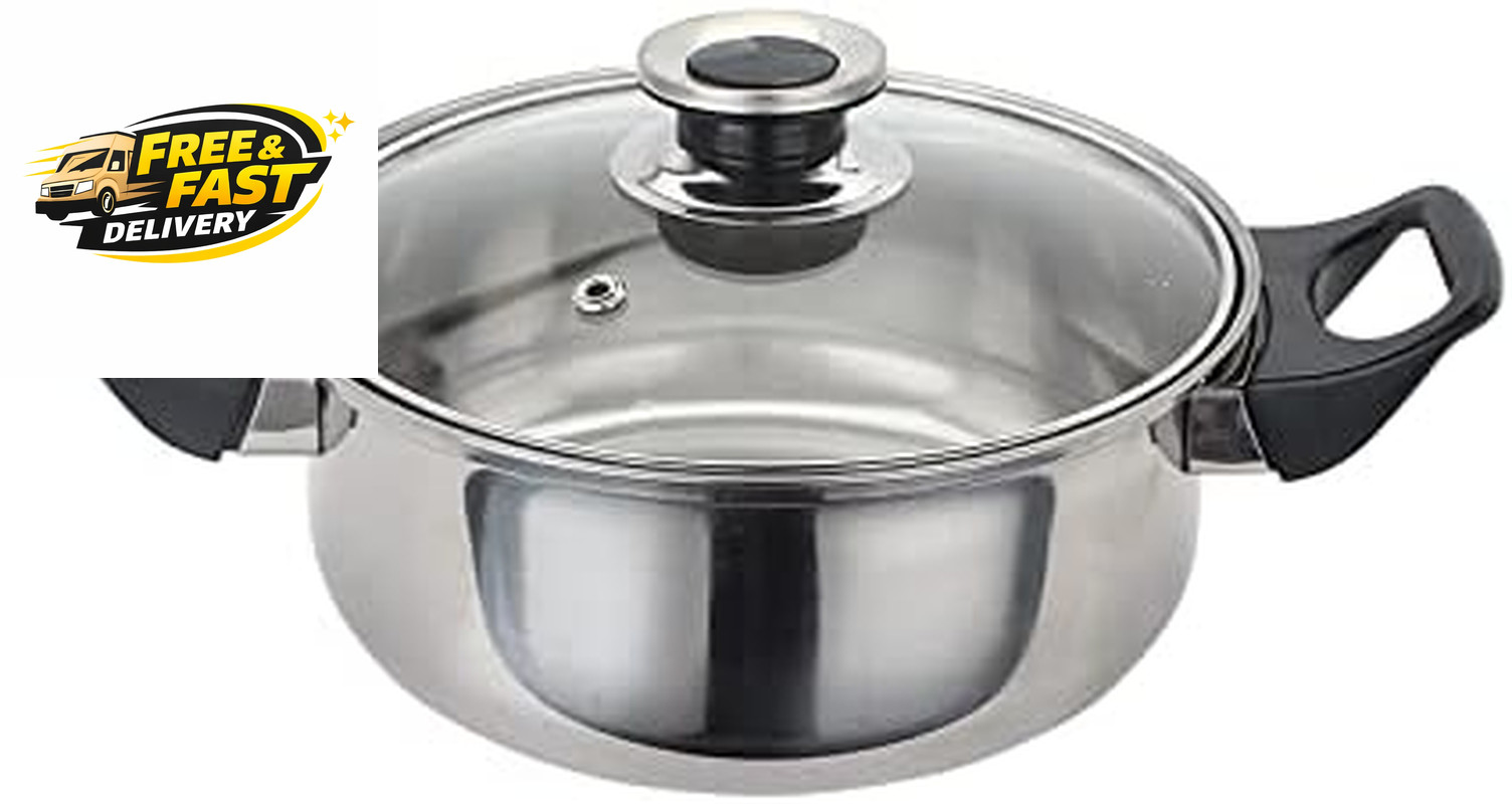 12 Piece Stainless Steel Cookware Set, Silver