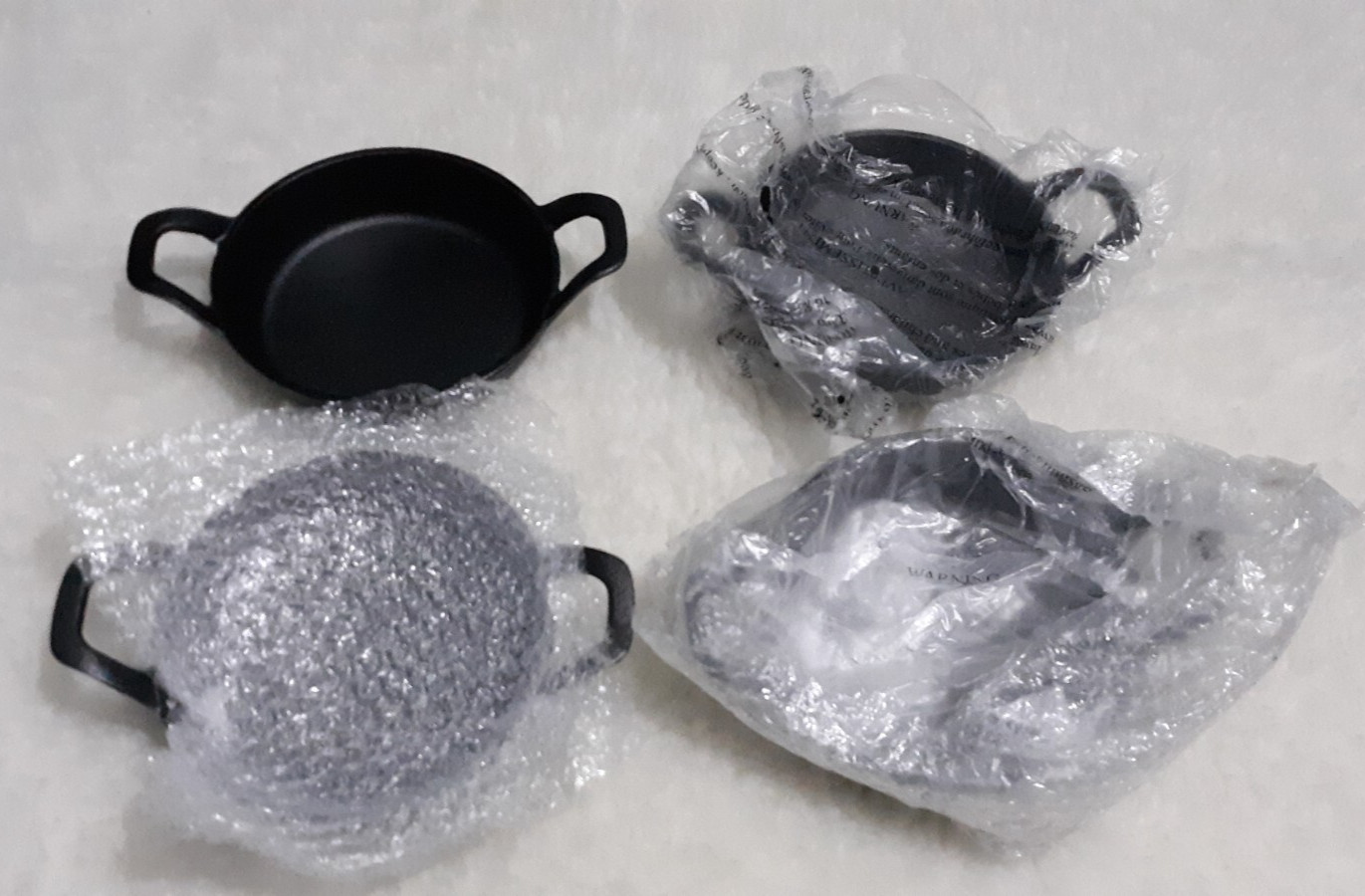 4-Unbranded Mini Cast Iron Skillets 6.3 x 6.3 x 1.5 Inch Cast Iron Pans.
