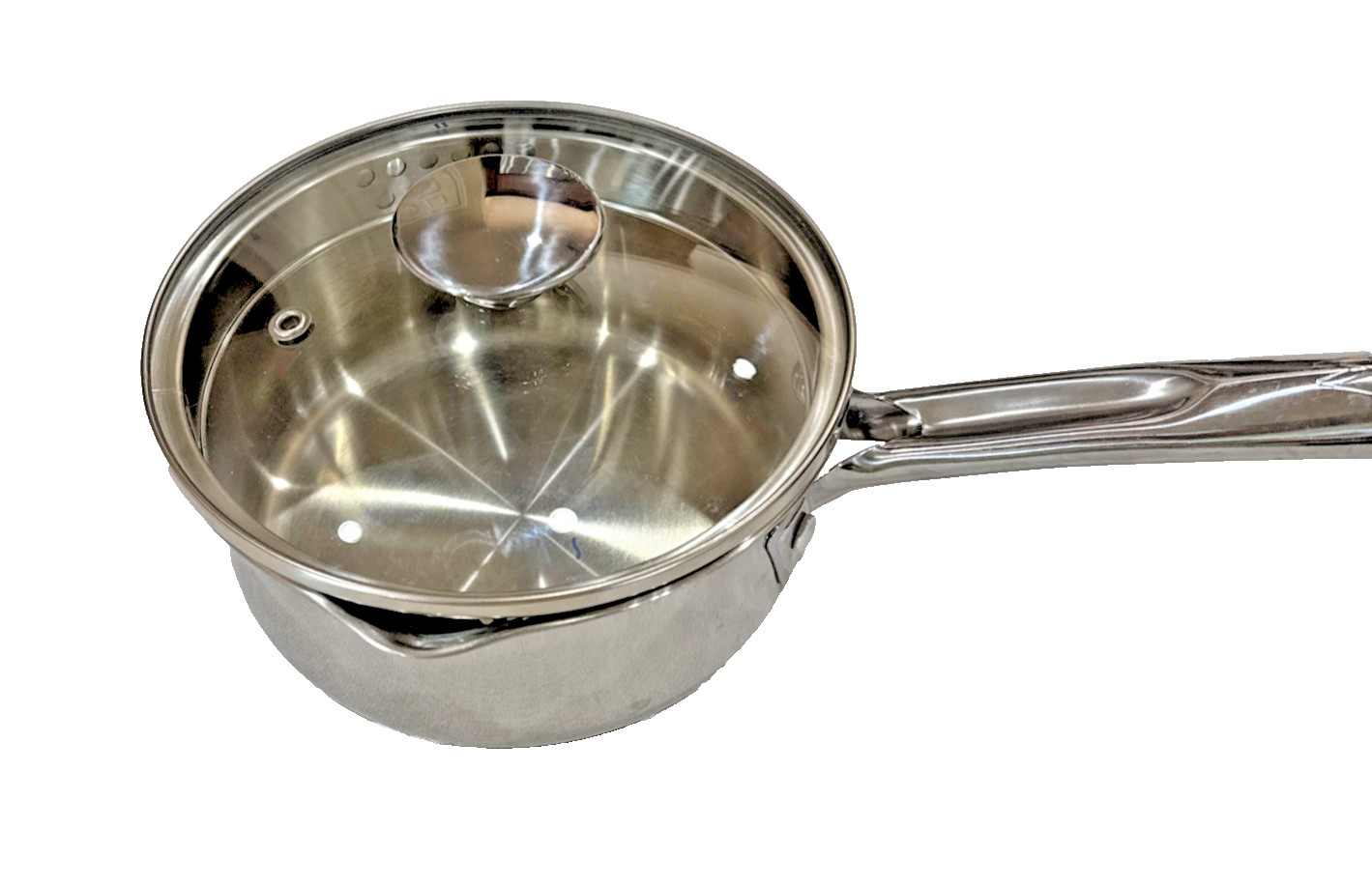 WEAREVER Stainless 1.5 Qt Double Spout/Strainer in Lid Sauce Pan Quality Pot