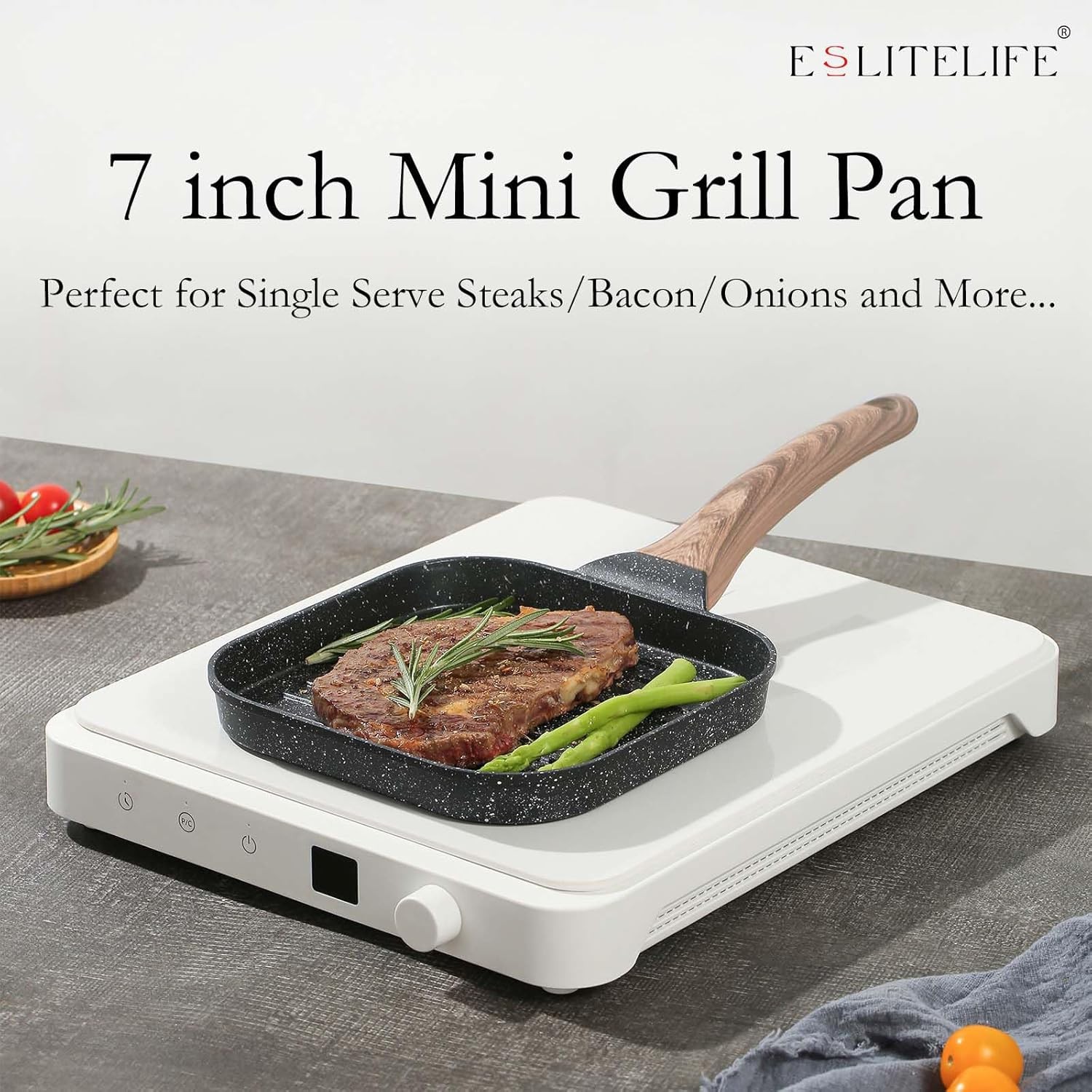 ESLITE LIFE 7 Inch Nonstick Small Grill Pan for Indoor