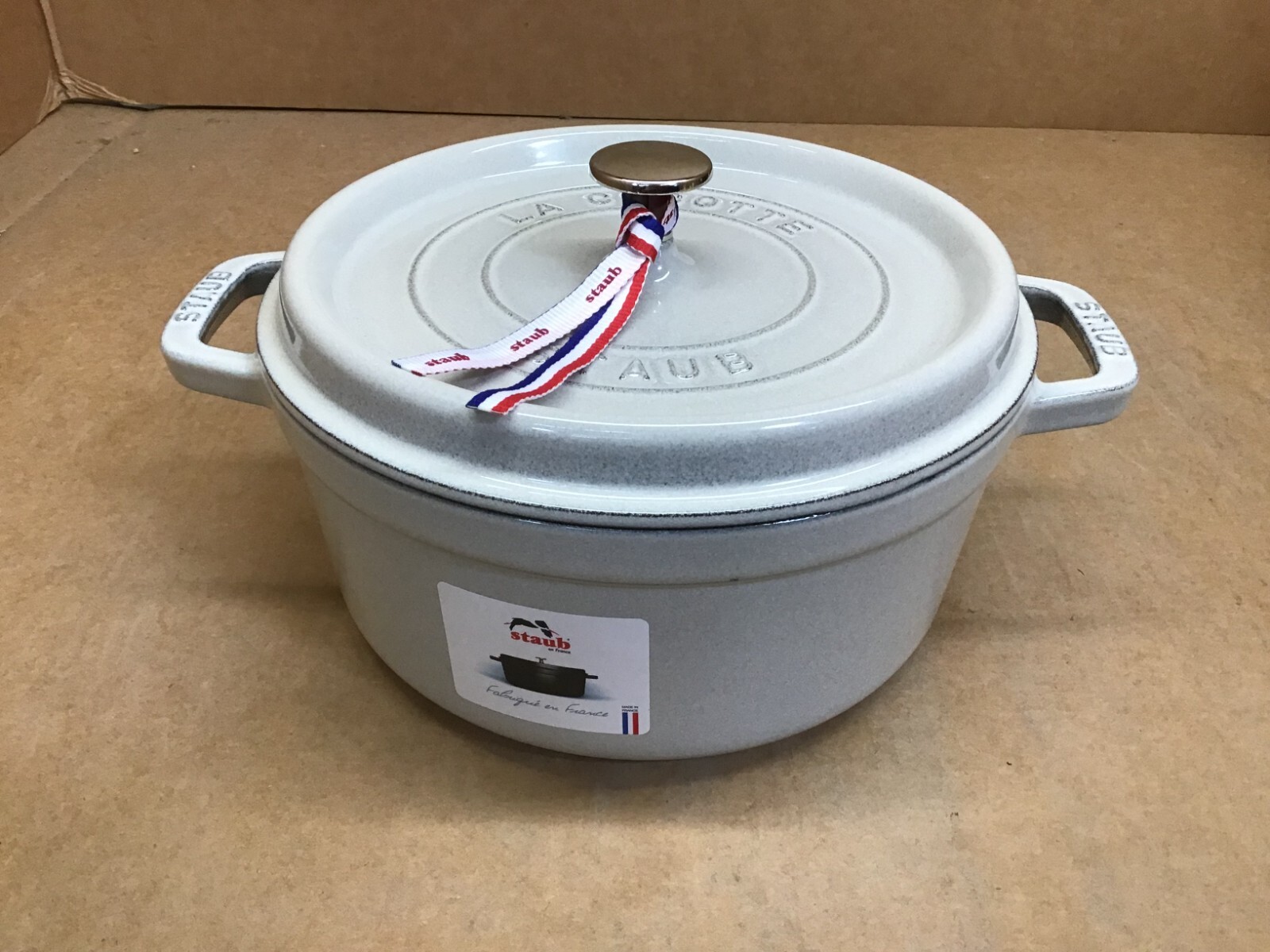 Staub Cast Iron 4-qt Round Cocotte – White Truffle