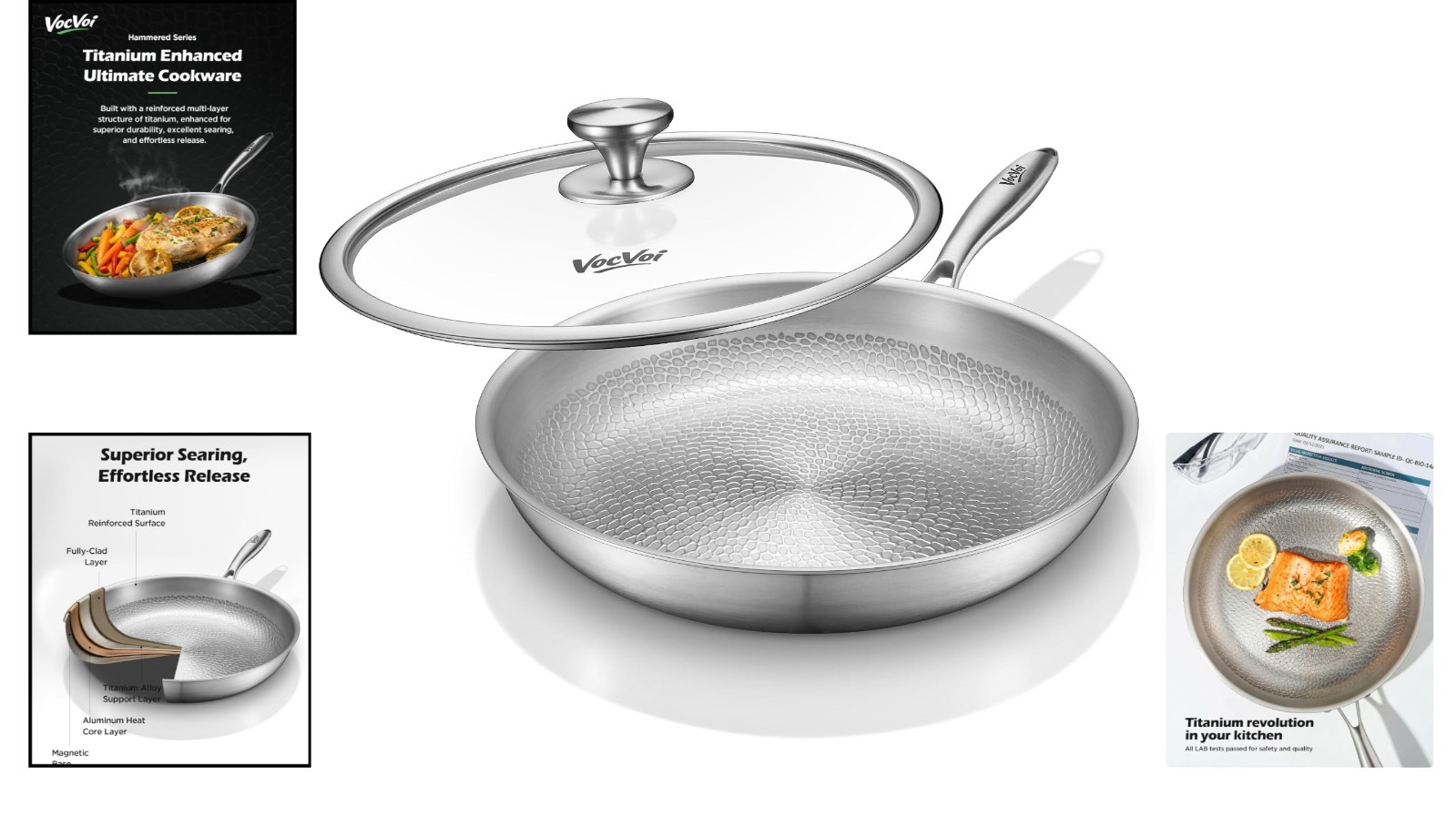 Oven-Safe 3-Quart Hammered Titanium Pan – Perfect for Professional Cooking