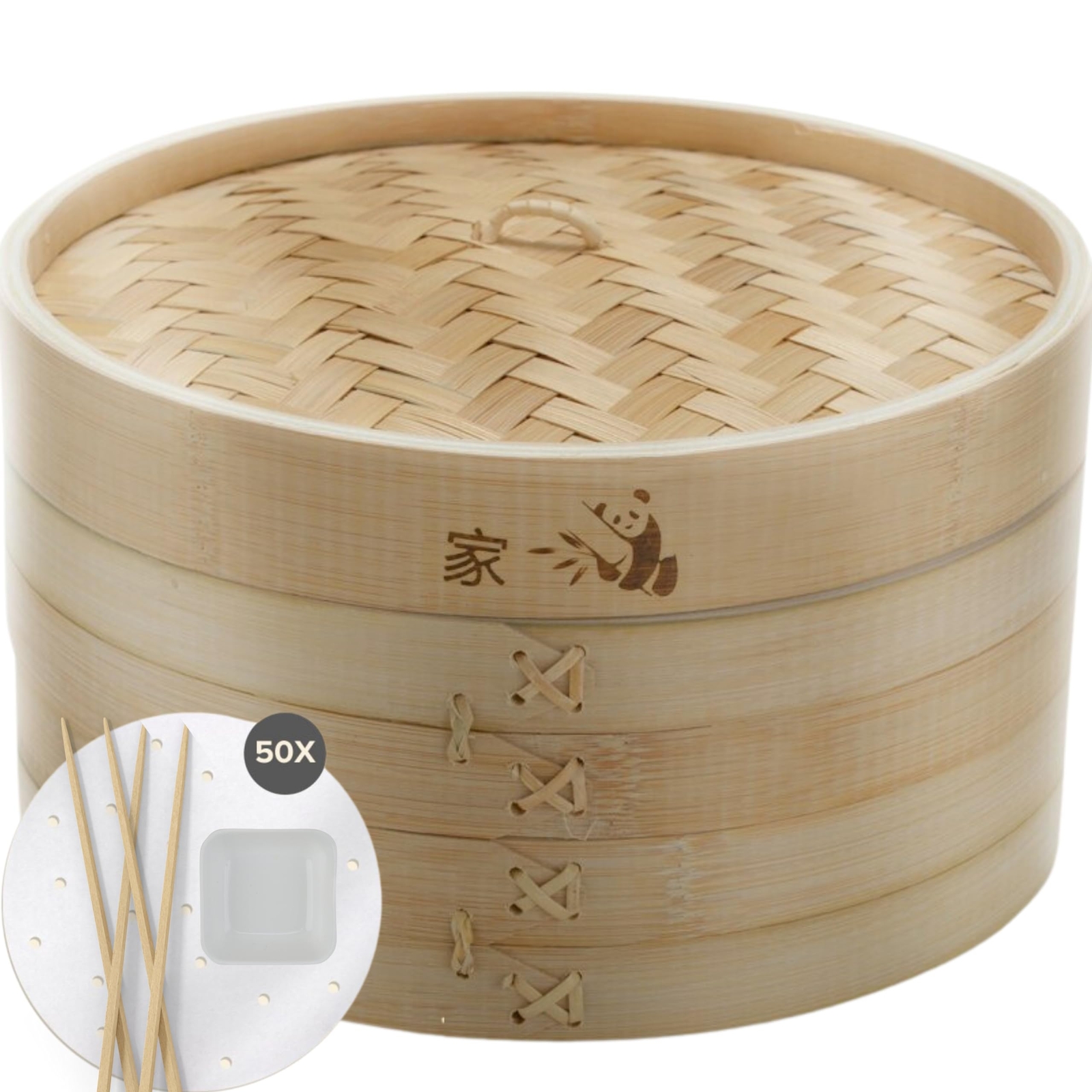 Prime Home Direct Bamboo Steamer Basket 10 inch, Dumpling Maker, Vegetable Steam