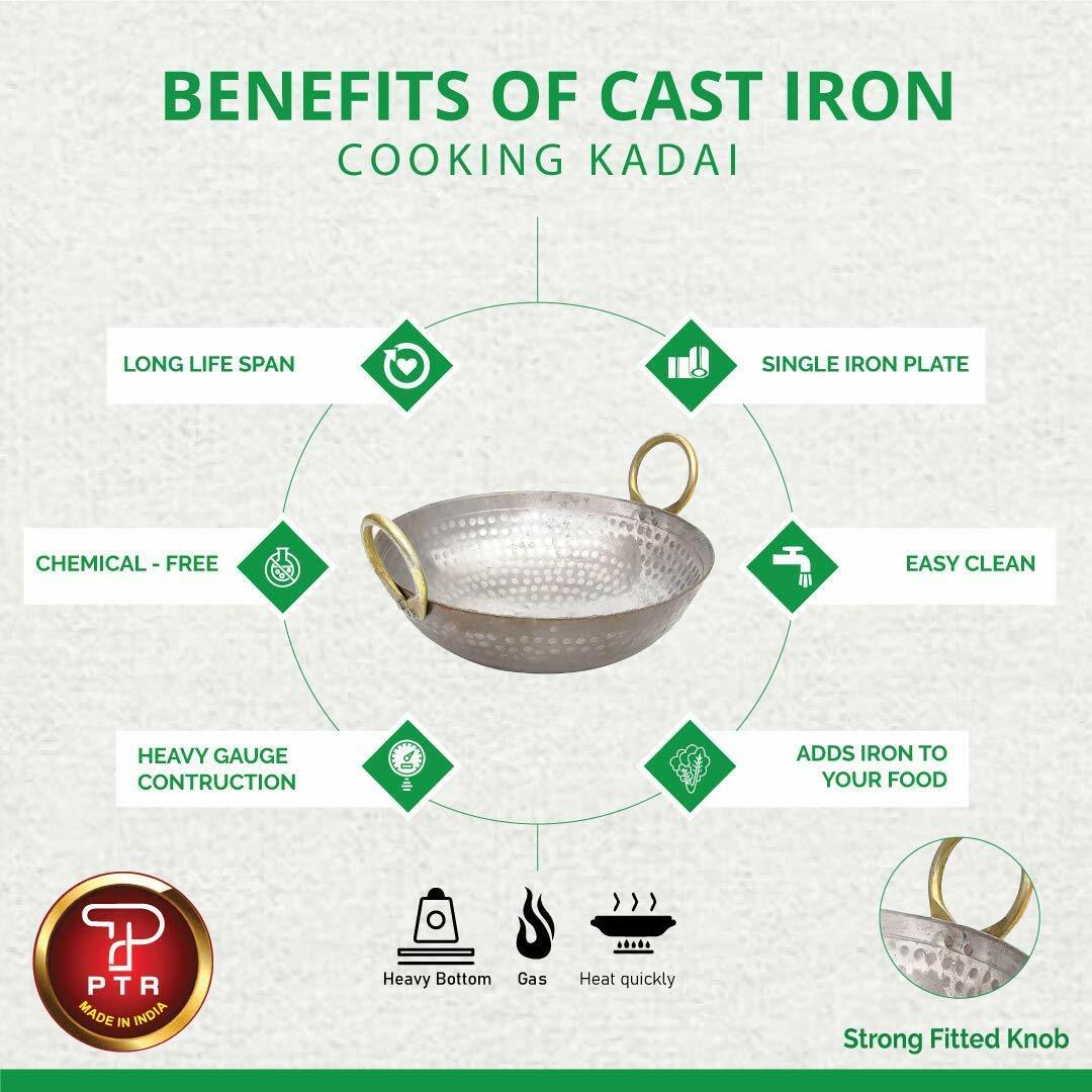 Hammered Deep Frying Kadhai/ Wok with Handle (2.5 Liter)