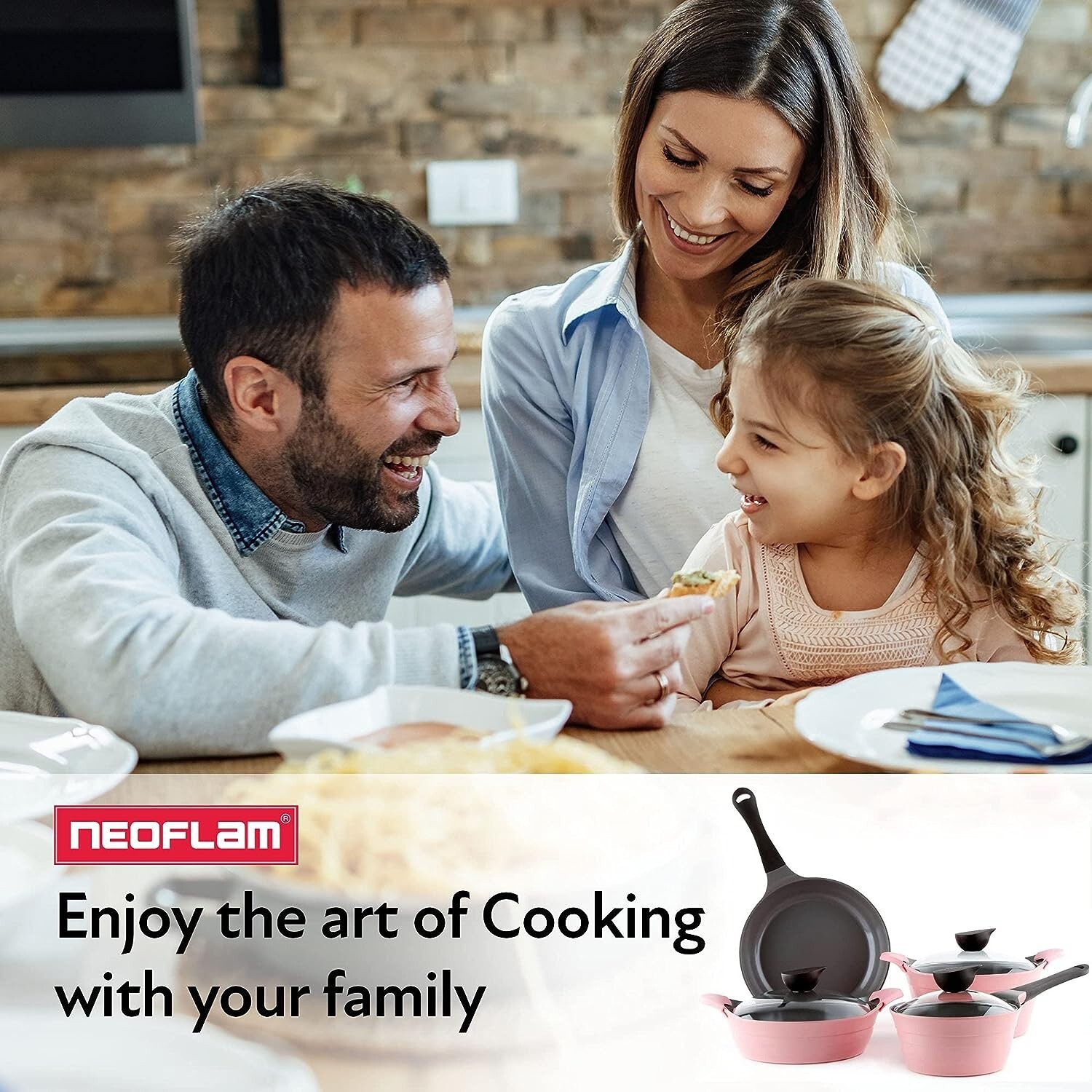 Neoflam Eela Pink 8pc Nonstick Kitchen Cookware Pot with Lid Pan, Made in Korea