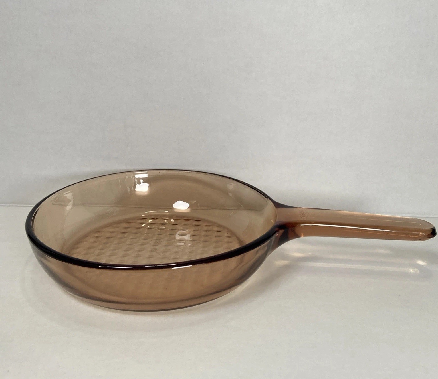 Corning Visions Glass Waffle Bottom 7” Frying Pan Skillet Amber Kitchen Cookware
