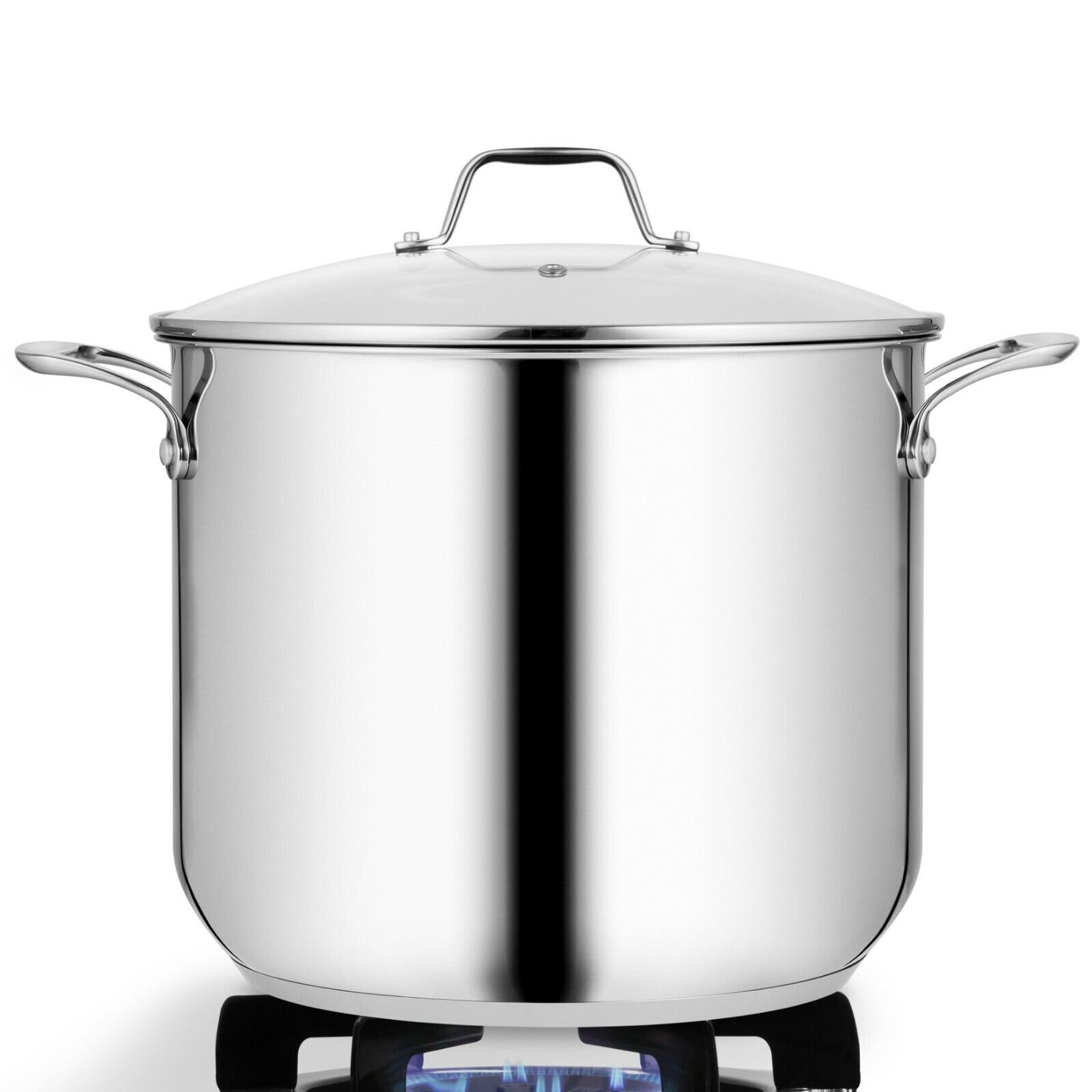 NutriChef 19Qt Soup Pot With Lid – 16.45x12in – Electric, Gas, Induction