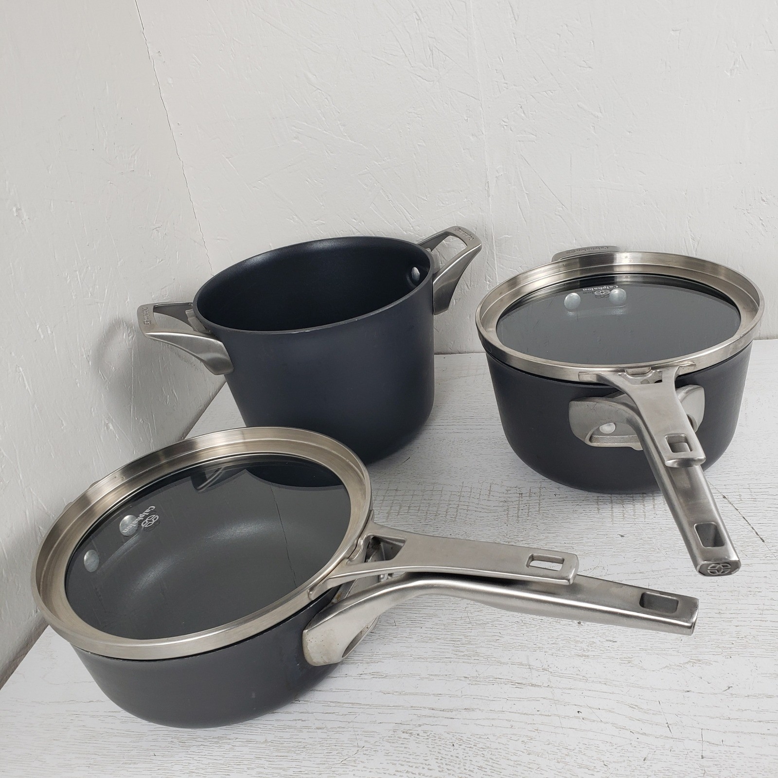 5 Piece Set Calphalon Premier Hard Anodized Nonstick 2.5qt, 3.5qt & 4.5qt