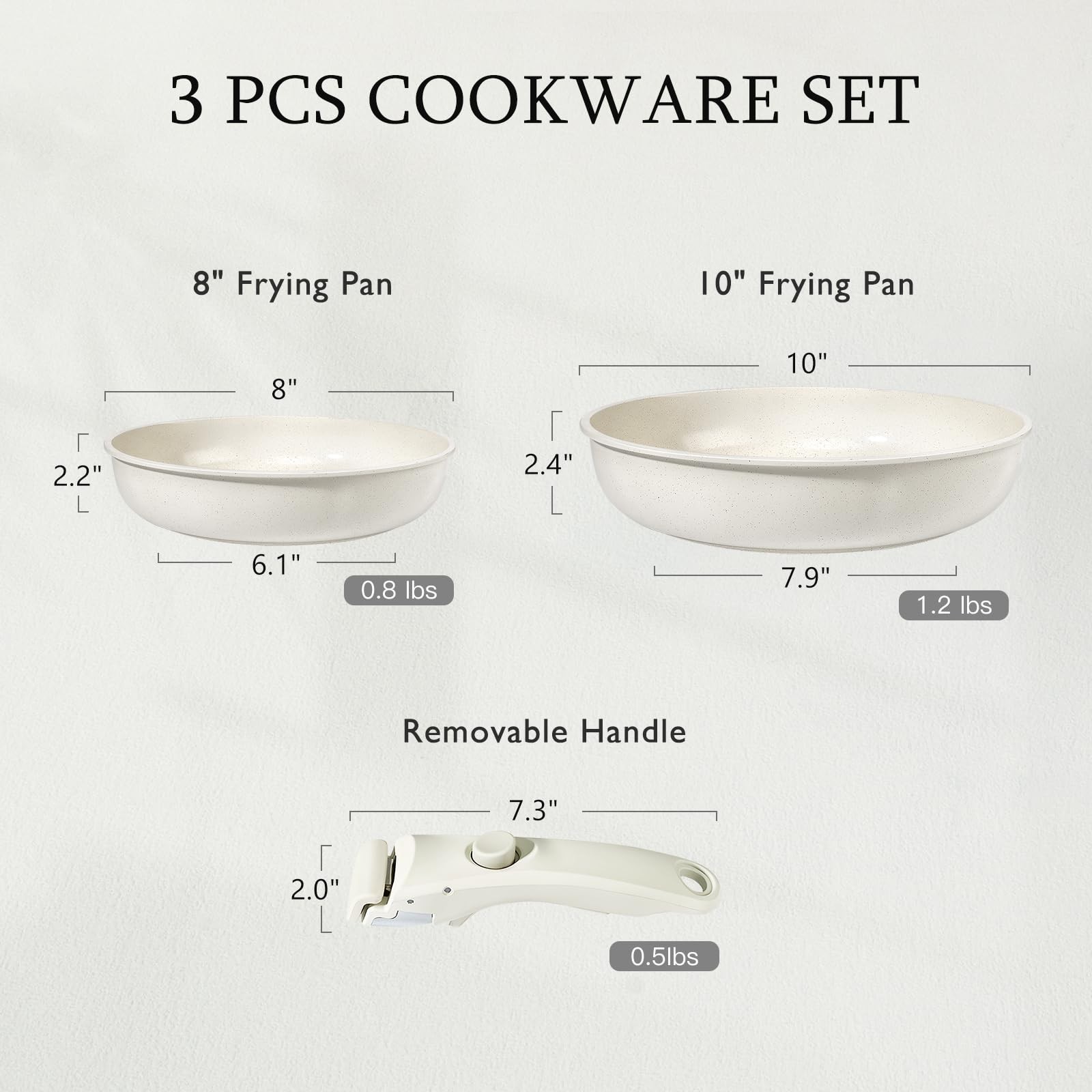 Non Stick Frying Pans Set Removable Handle, Oven Safe Nonstick Fry Pan Skille…