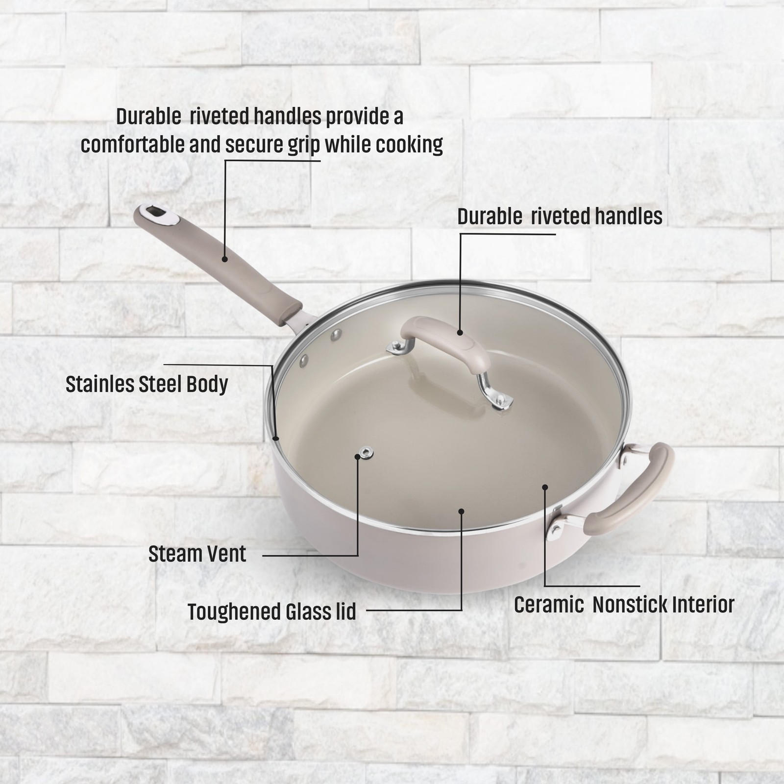 4.7QT Jumbo Cooker W/ Lid Heavy Gauge Ceramic