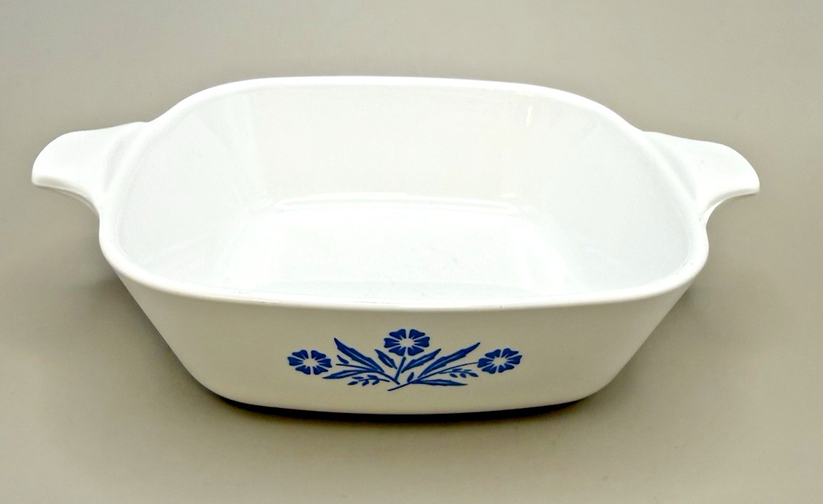 CorningWare Blue Cornflower P-41-B 12 oz Petite Casserole Dish USA Square