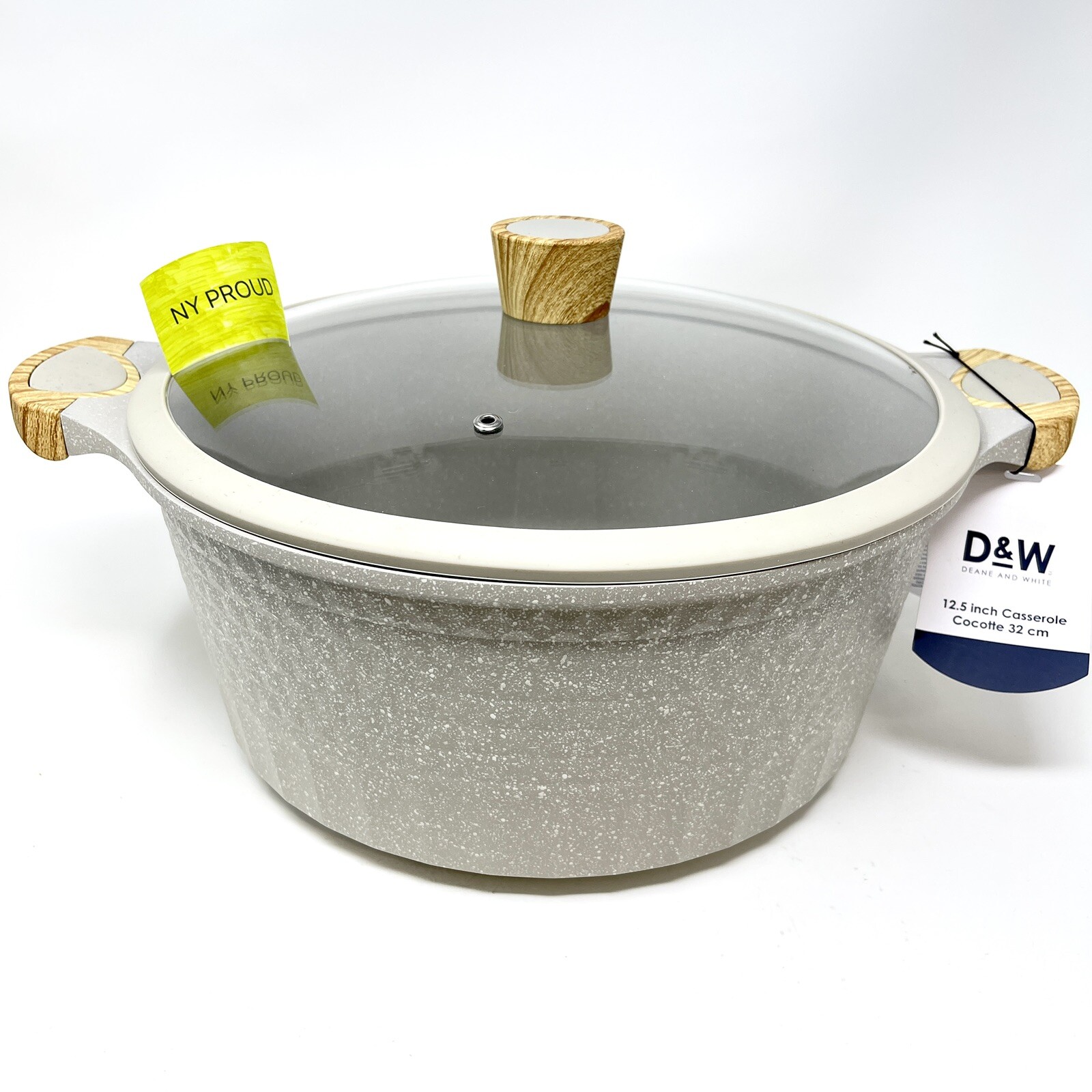 D&W Cookware Casserole Stock Pot Nonstick With Lid 10 Quart, 12.5” DIAMOND CUT