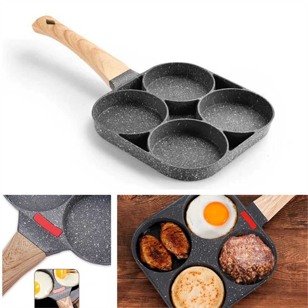 1PC 4-Cup Egg Pan Nonstick for Home Fried Egg Hamburger Frying Pan Pancake Black