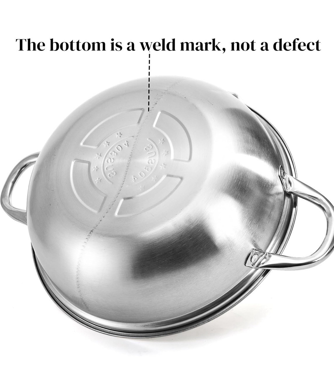 304 Stainless Steel Hotpot Pot with Divider, 12 Inches Double-Flavor Shabu Shabu