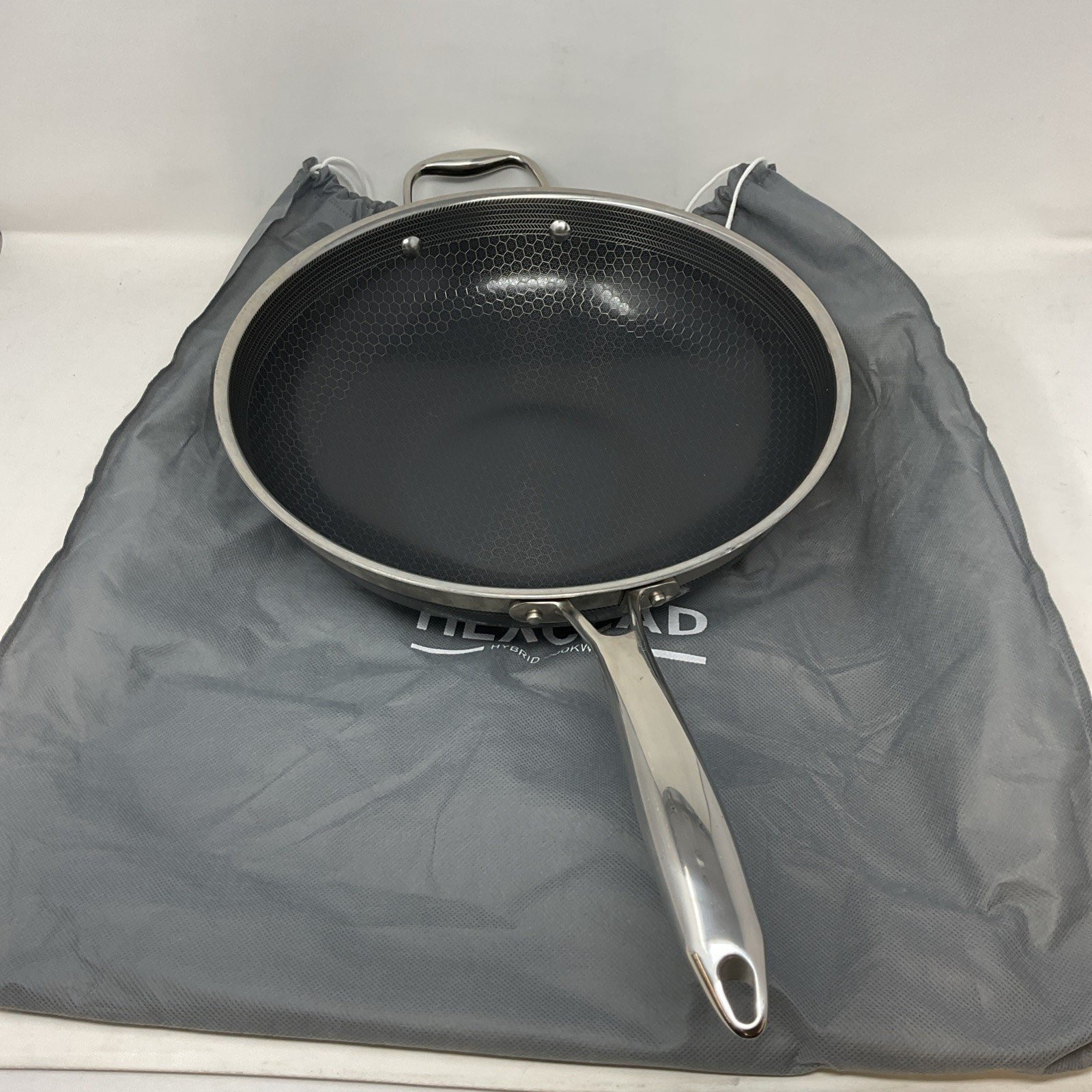Hexclad Hybrid Cookware 12″ Stainless Steel Wok W/ Bag 12 Inch