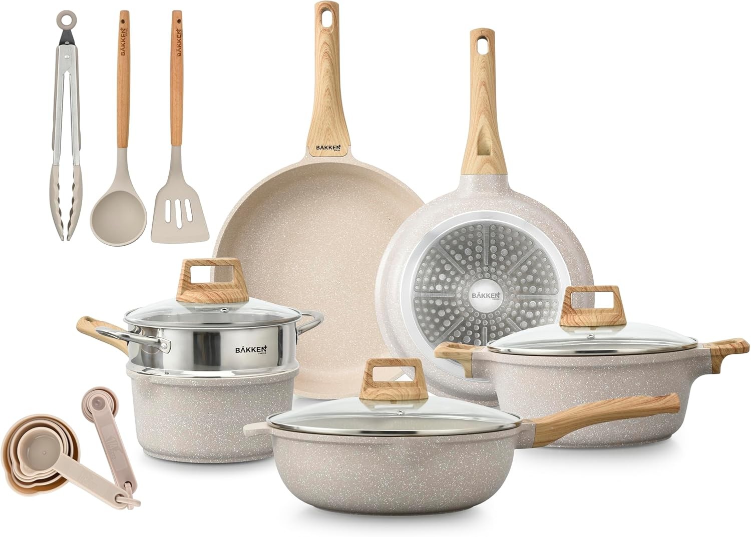 Bakken-Swiss 20-Piece Kitchen Cookware Set – Granite Non-Stick Eco-Friendly