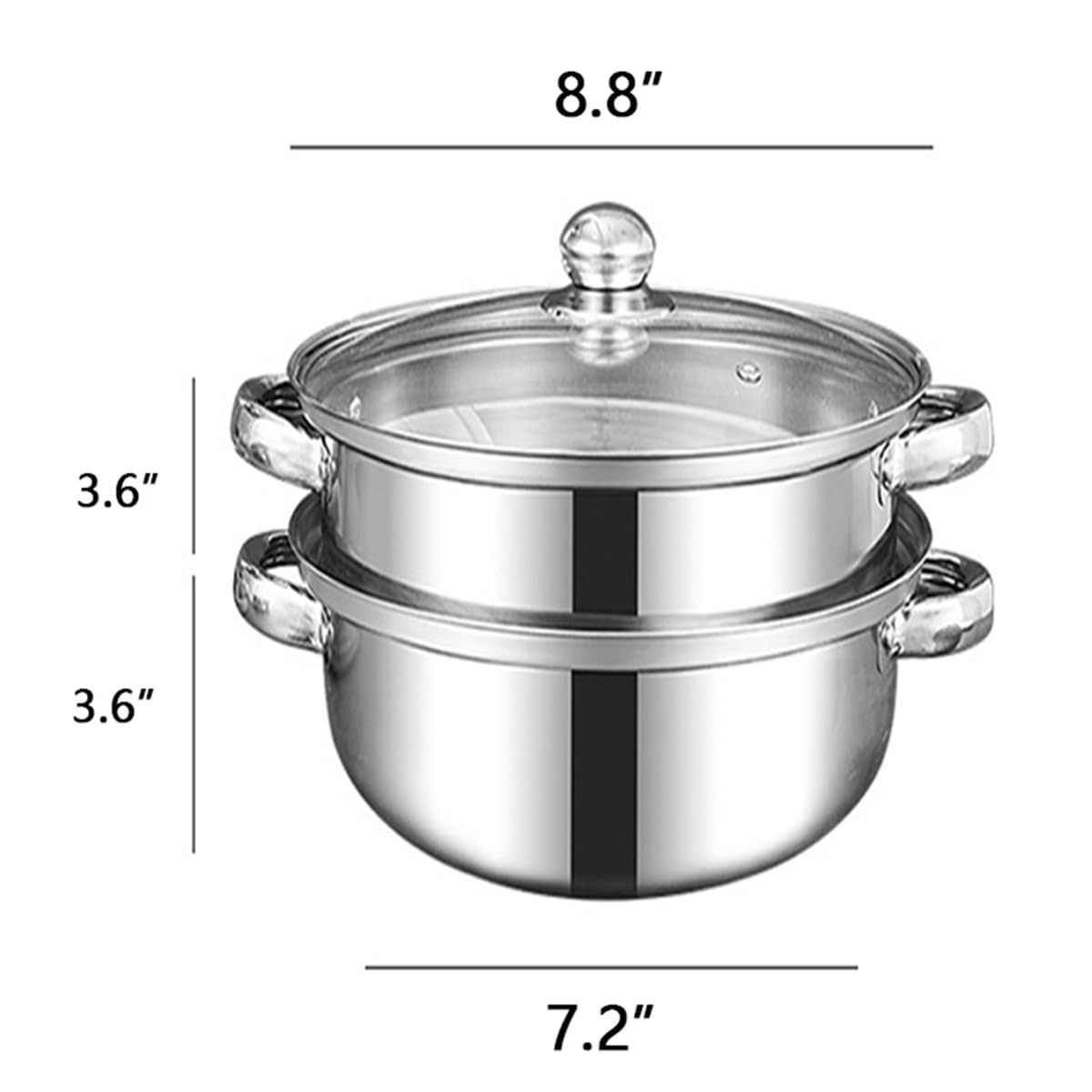 Steamer Pot for Cooking 3.0-Quart Steam Pot with Lid 2-tier Multipurpose Stai…