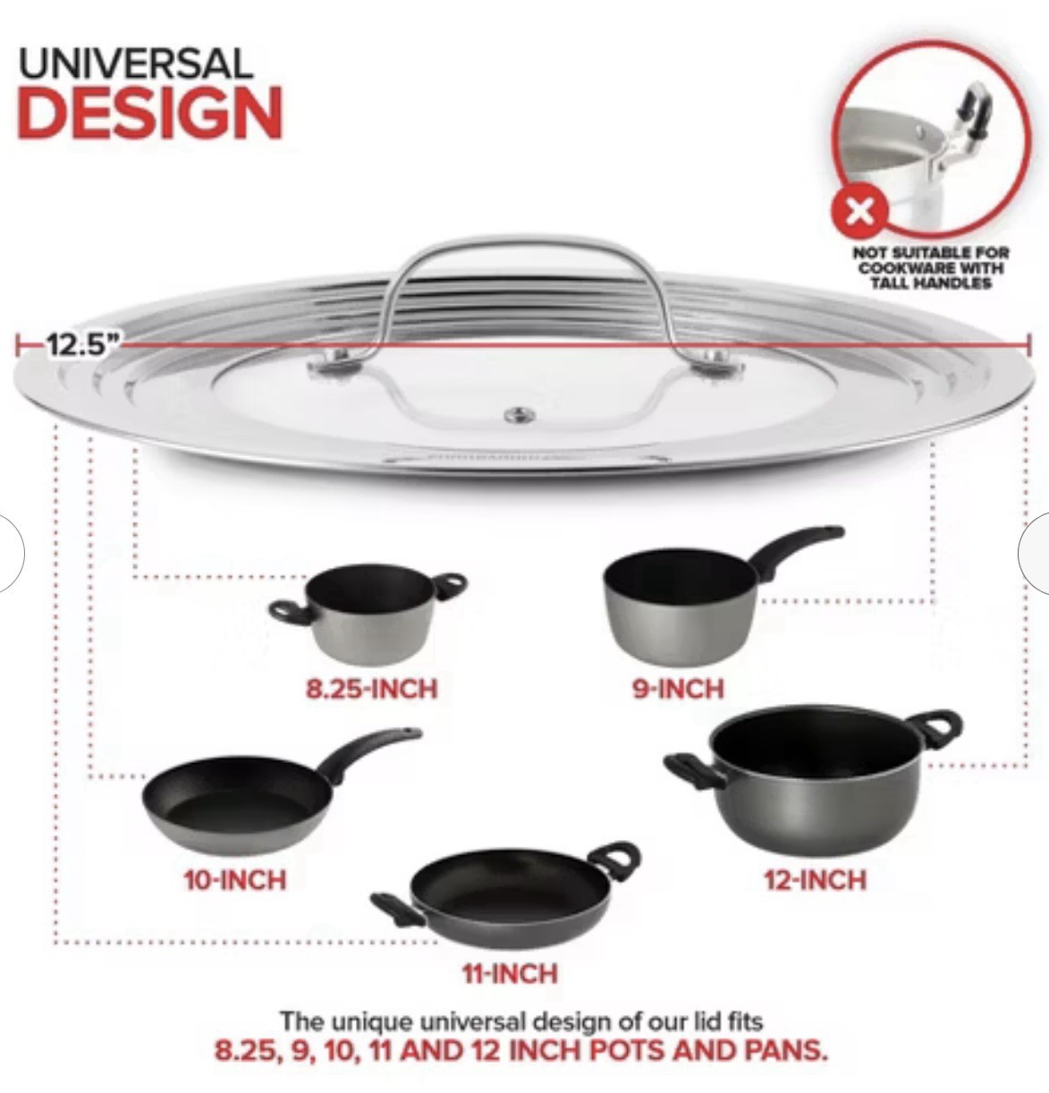 Modern Innovations 1 Lid – Stainless Steel, Silver – Steel 8.25-12”🩶