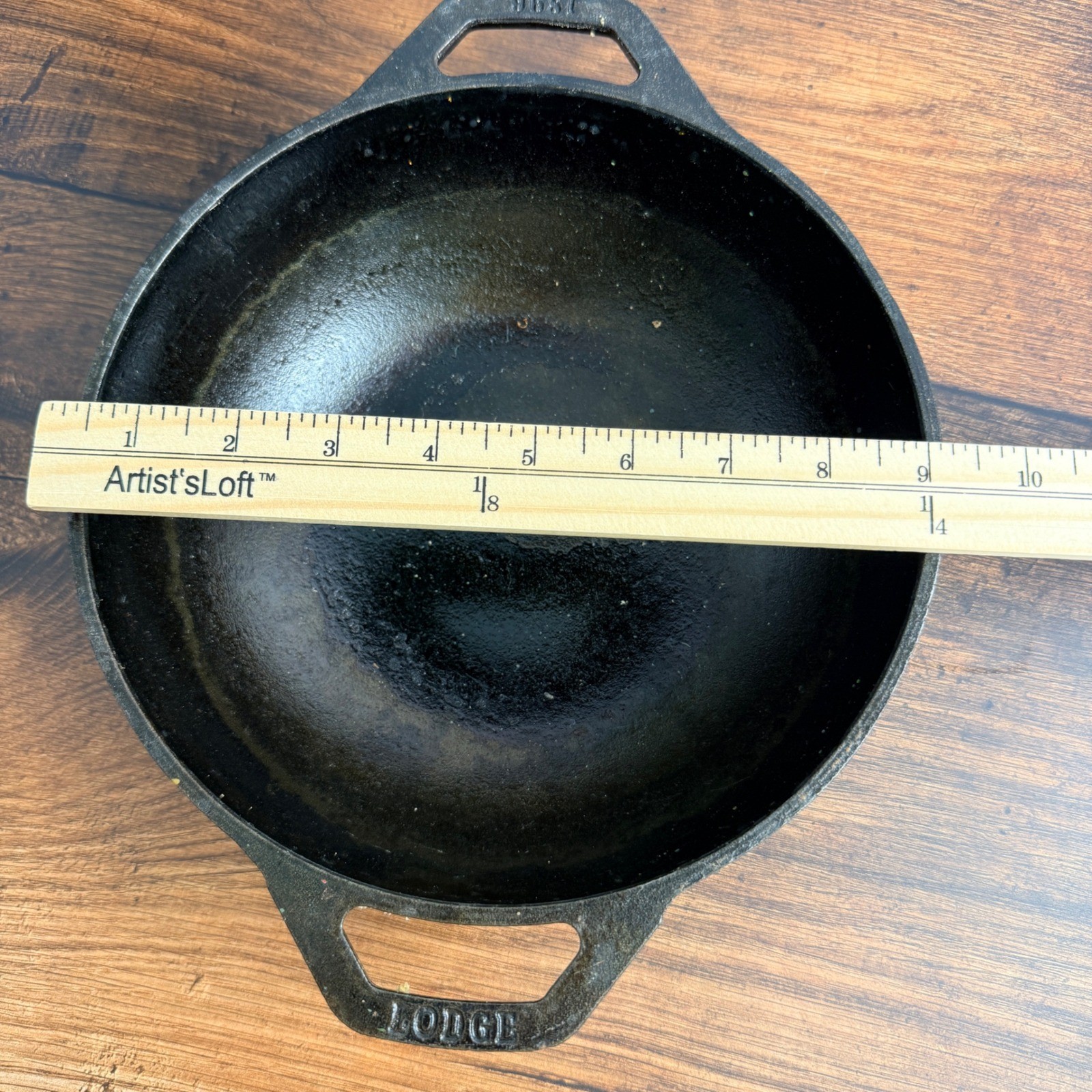Vintage Lodge 9MW Cast Iron Mini Wok Double Handle USA Seasoned 9 Inch