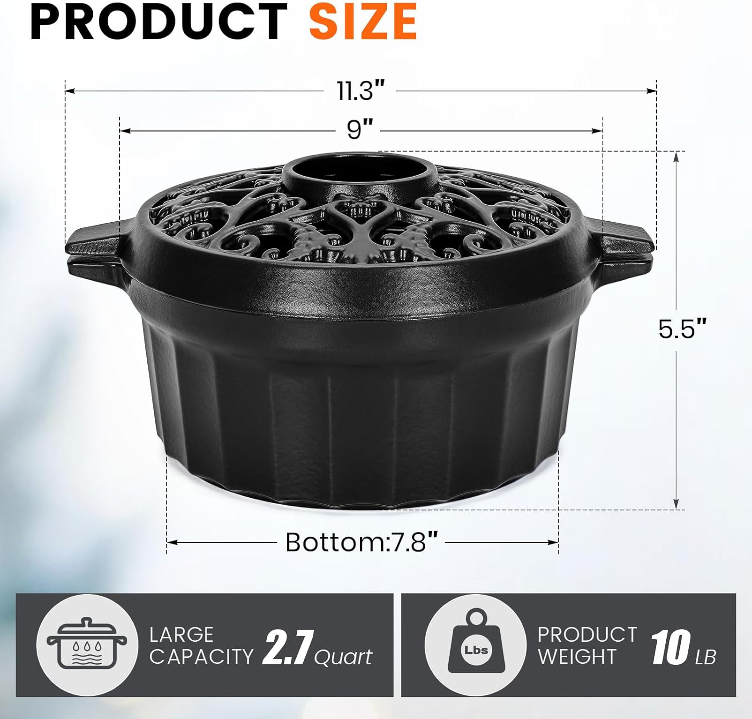 Wood Stove Steamer – Rust Resistant Cast Iron Humidifier Pot with Three-Layer…