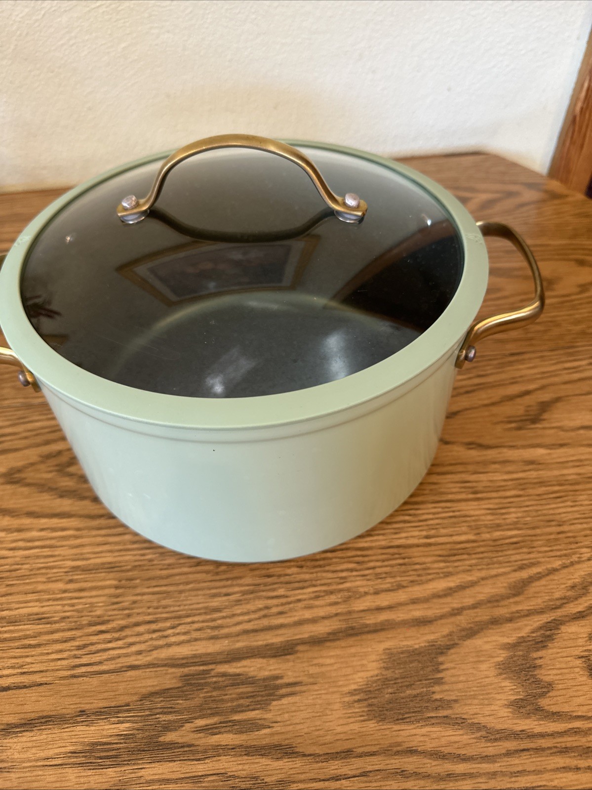 THYME & TABLE ~ GREEN GRANITE ~6 Quart ~ Nonstick ~ Aluminum Stockpot with Lid