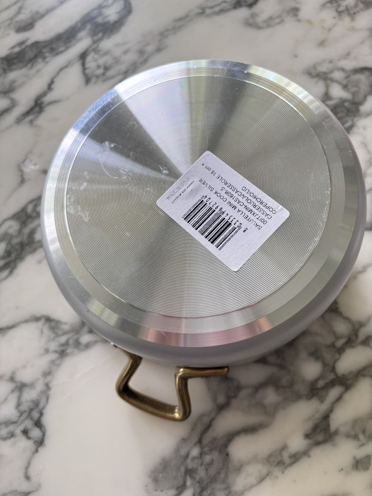 Salutella Mini Chef Stock Pot Black /Gold 6.5″ 16Cm Wide Pan w/Lid -ITALY New
