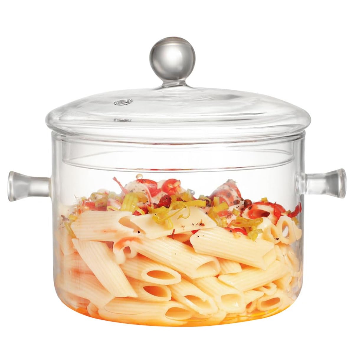 Glass Cooking Pots, 1.5L/50OZ Heat-Resistant Borosilicate Glass Saucepan with…
