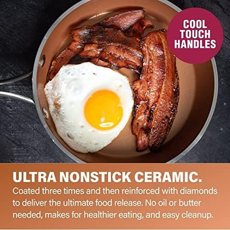 Hammered 15 Pc Ceramic Cookware Set Nonstick, Induction Pots and Pans Set Non St