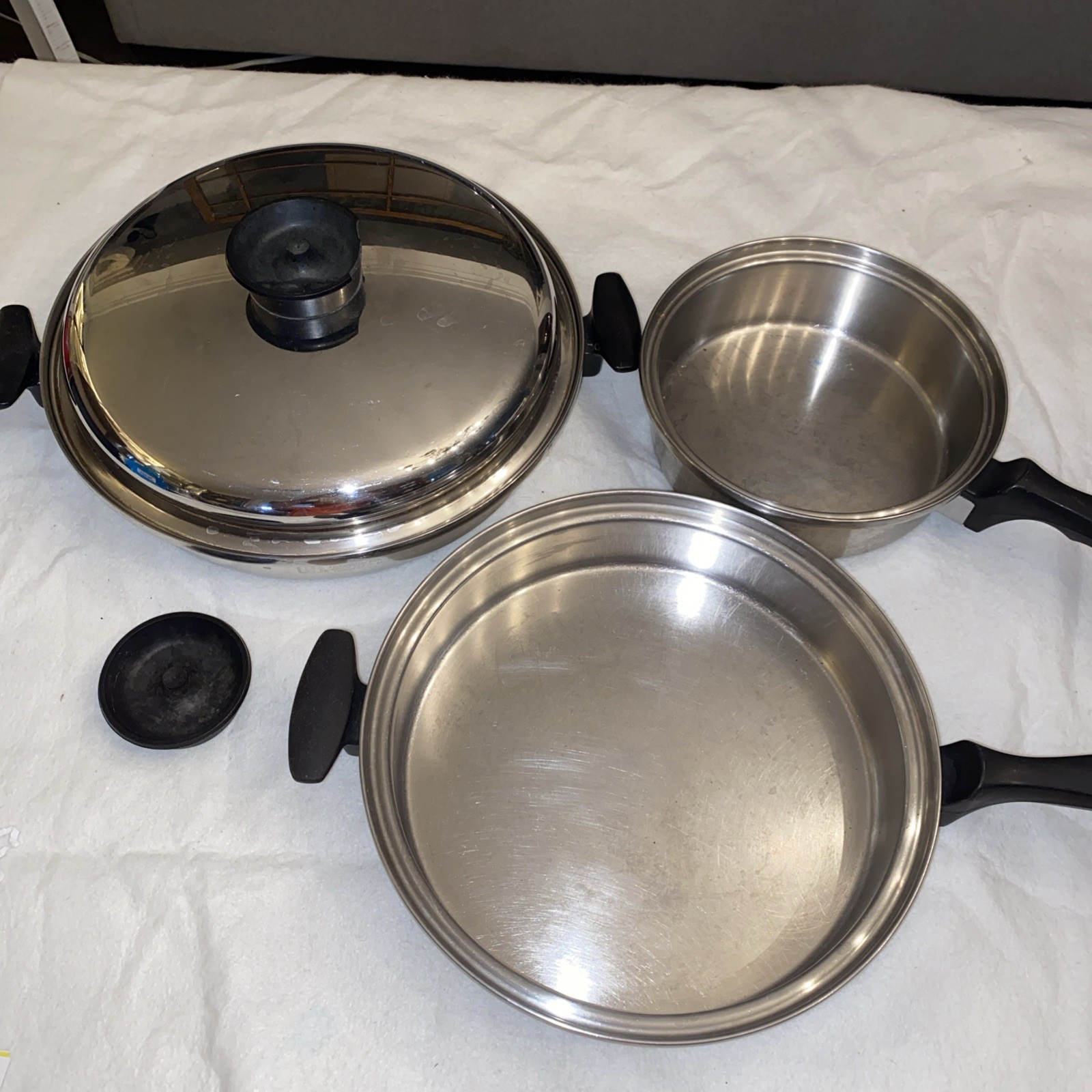 Chef’s Ware Townecraft 8, 10.5, 12” Skillets & 1 Lid 5 Ply T-304 Stainless