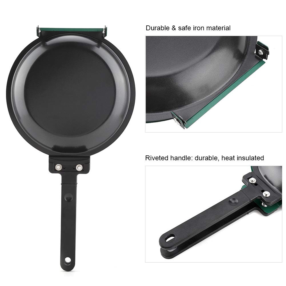Frying Pan Double Side Omelet Fry Pan Steel Double Sided Flip Skillet Pancake…