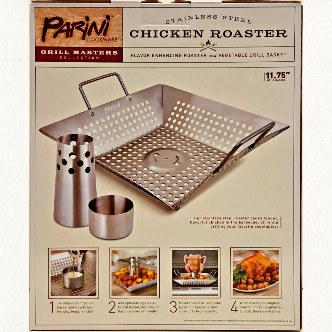 PARINI Grill Masters Collection Chicken Roaster & Vegetable Grill Basket