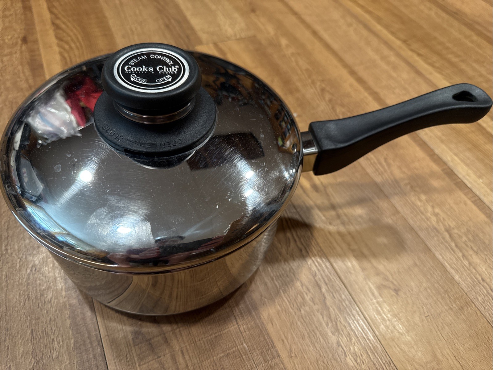 Cooks Club 3 qt 18/10 Stainless Steel Pot w/ Steamer Lid VTG 1994 Steam Control