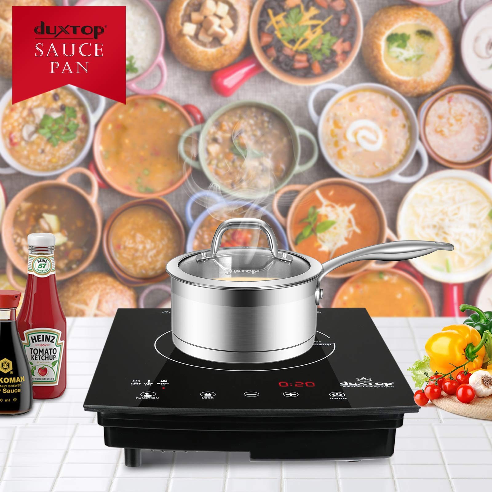 Duxtop Professional Stainless Steel Sauce Pan with Lid, Kitchen Cookware,