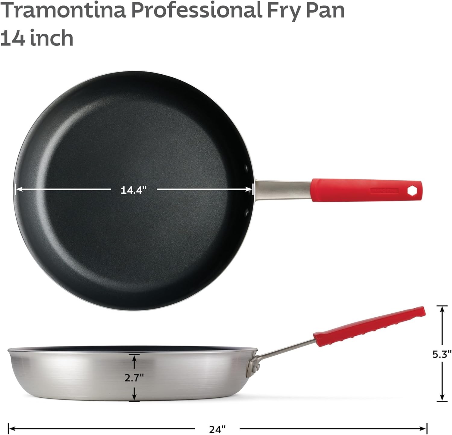 Ultimate Professional Nonstick Skillet – 14-Inch, Red Handle, Oven Safe at 400°F