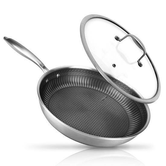 NutriChef Non-Stick Frying Pan w/Lid – 500°F Heat Resistant, PFOA/PFOS FREE