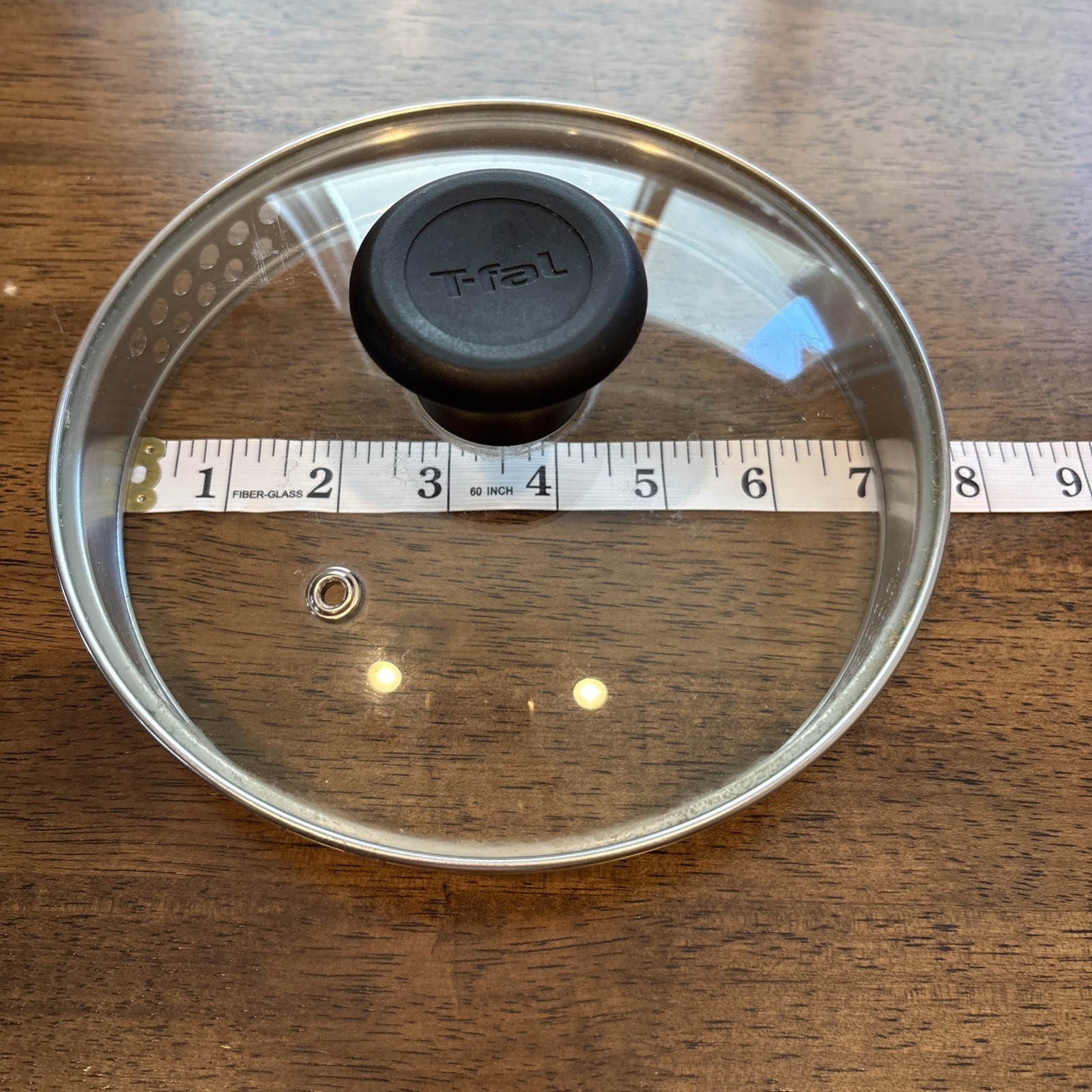T-FAL 7″ Inner Rim 7.5” OD Glass Vented Strainer Replacement Lid for Pot Pan