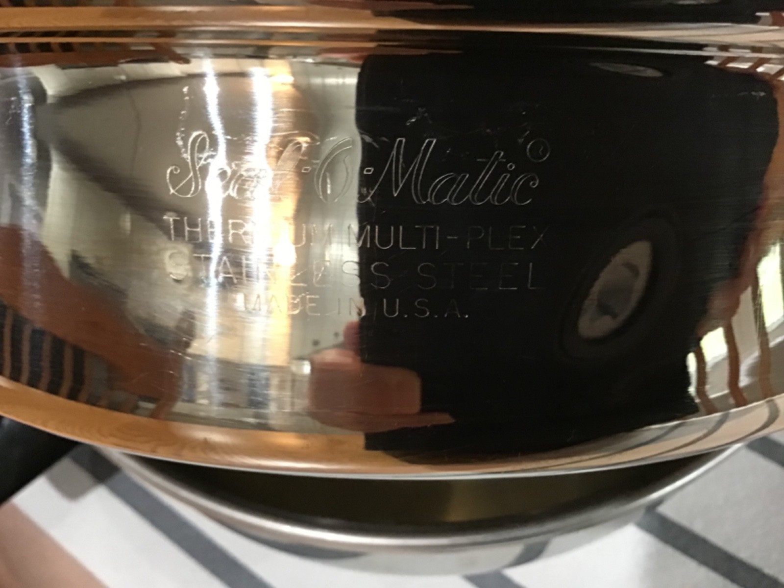 Vtg Seal-O-Matic Thermium Multi-Plex 11” Steel Skillet W/Dome Lid & Egg Poacher