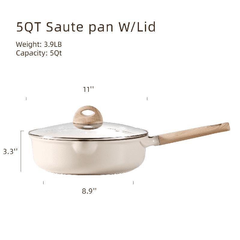 Healthy Nonstick Saute Pan Induction Jumbo Cooker Ceramic Skillet Easy Clean New
