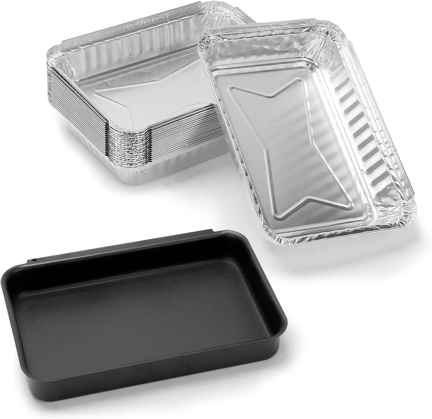 QuliMetal 93305 Catch Pan with 20 Pack 6415 Drip Pans for Weber Genesis II 3 Bur